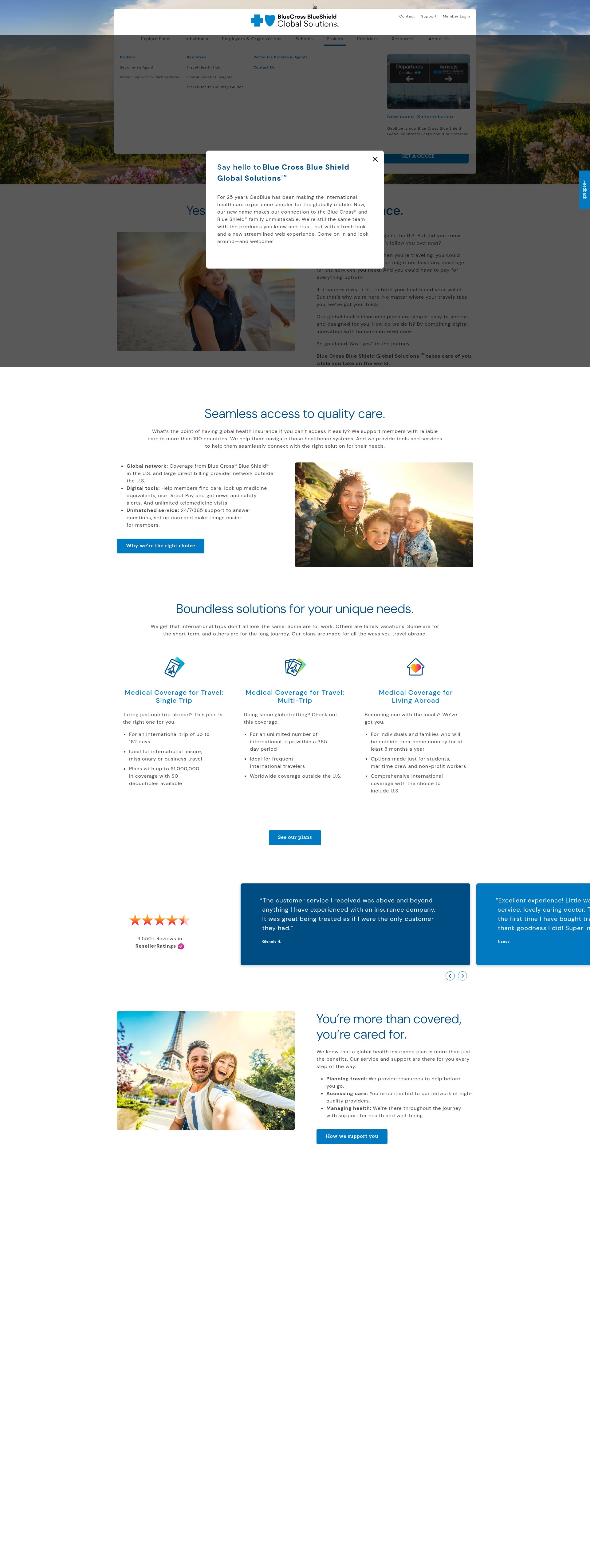 Screenshot of geobluetravelinsurance.com