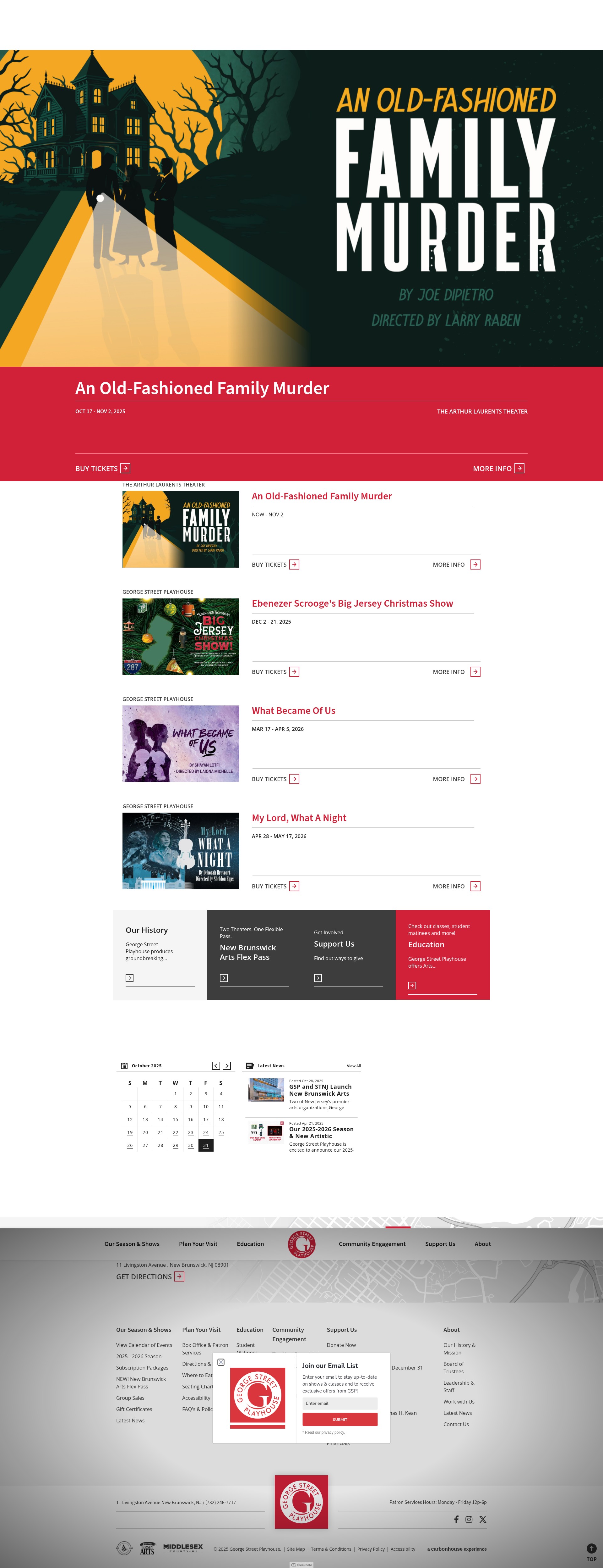 Screenshot of georgestreetplayhouse.org