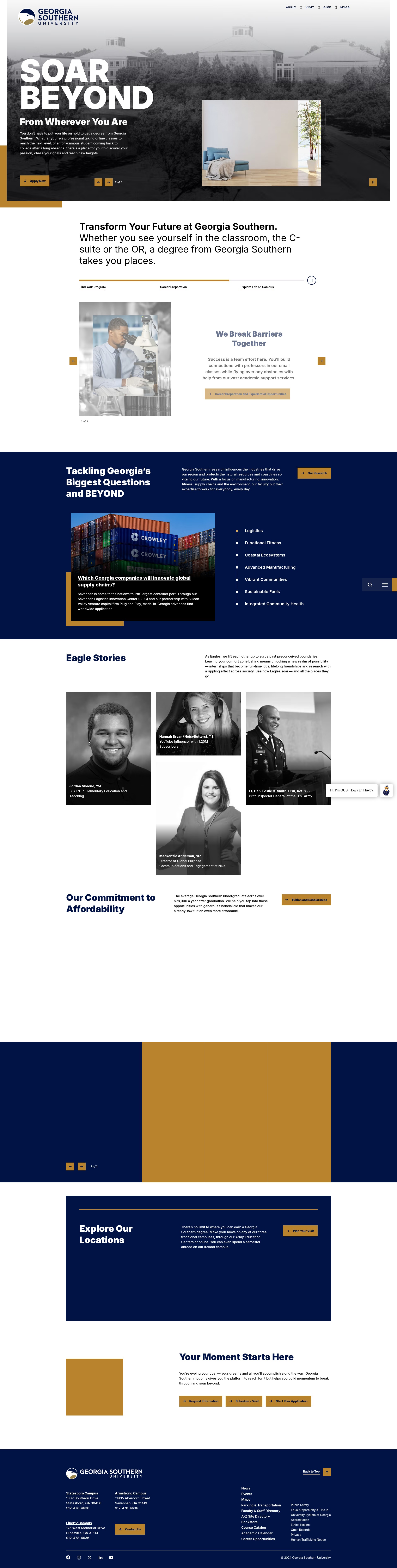 Screenshot of georgiasouthern.edu