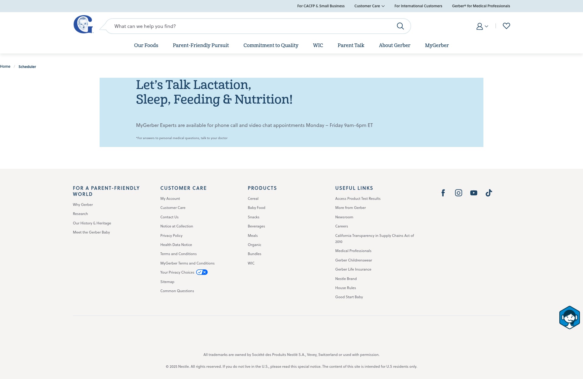 Screenshot of gerber.com