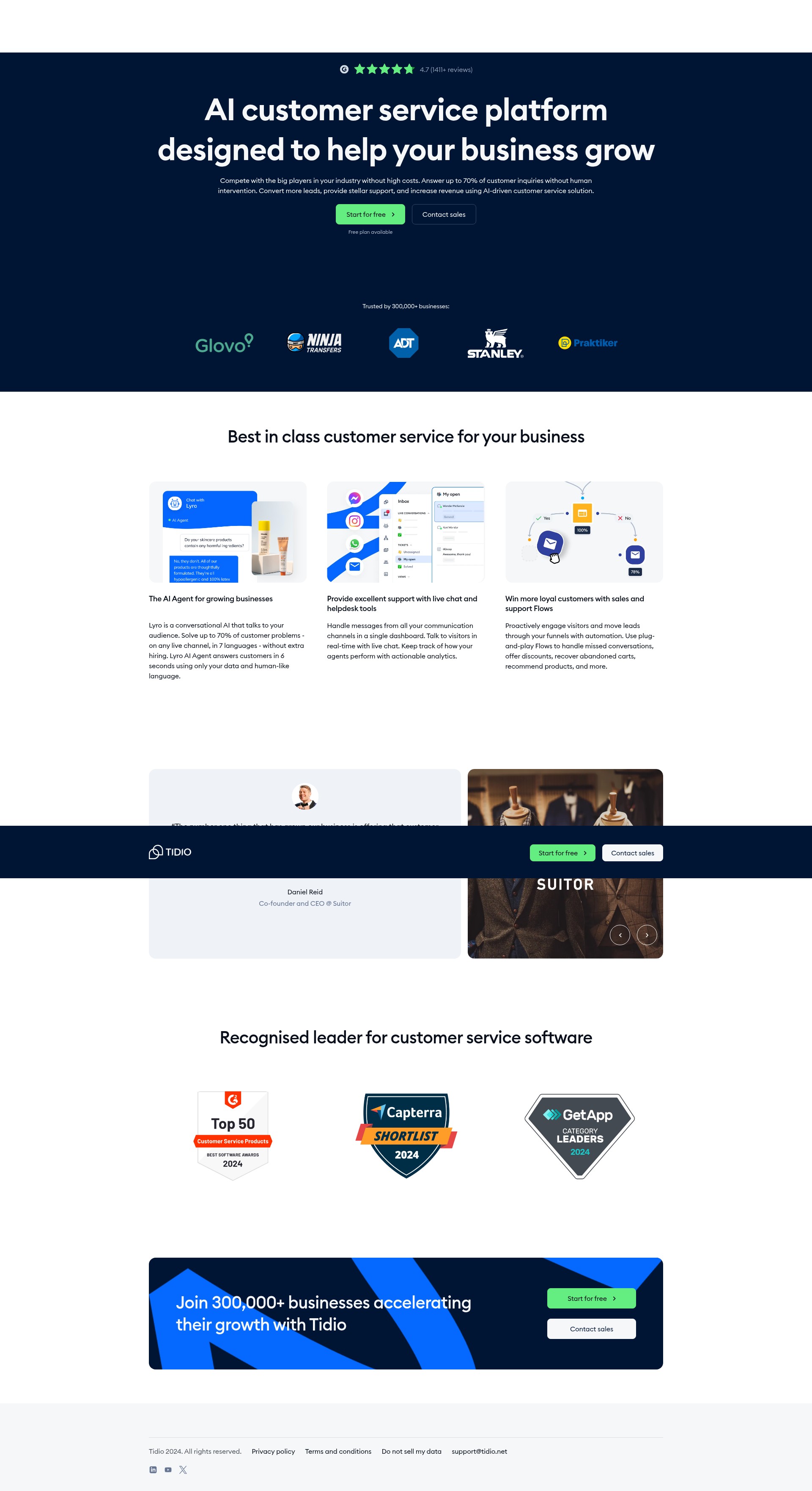 Screenshot of get.tidio.com
