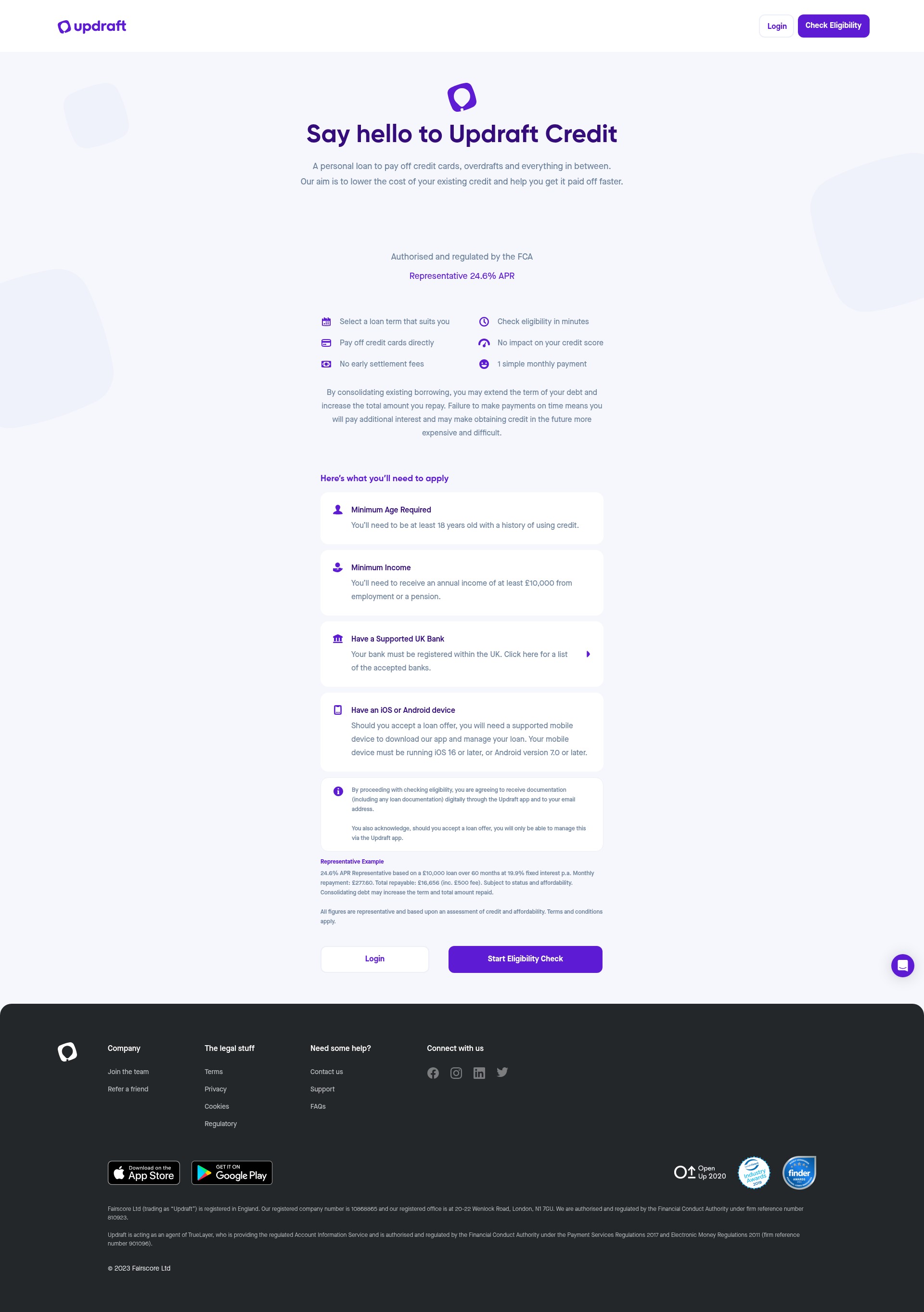 Screenshot of get.updraft.com