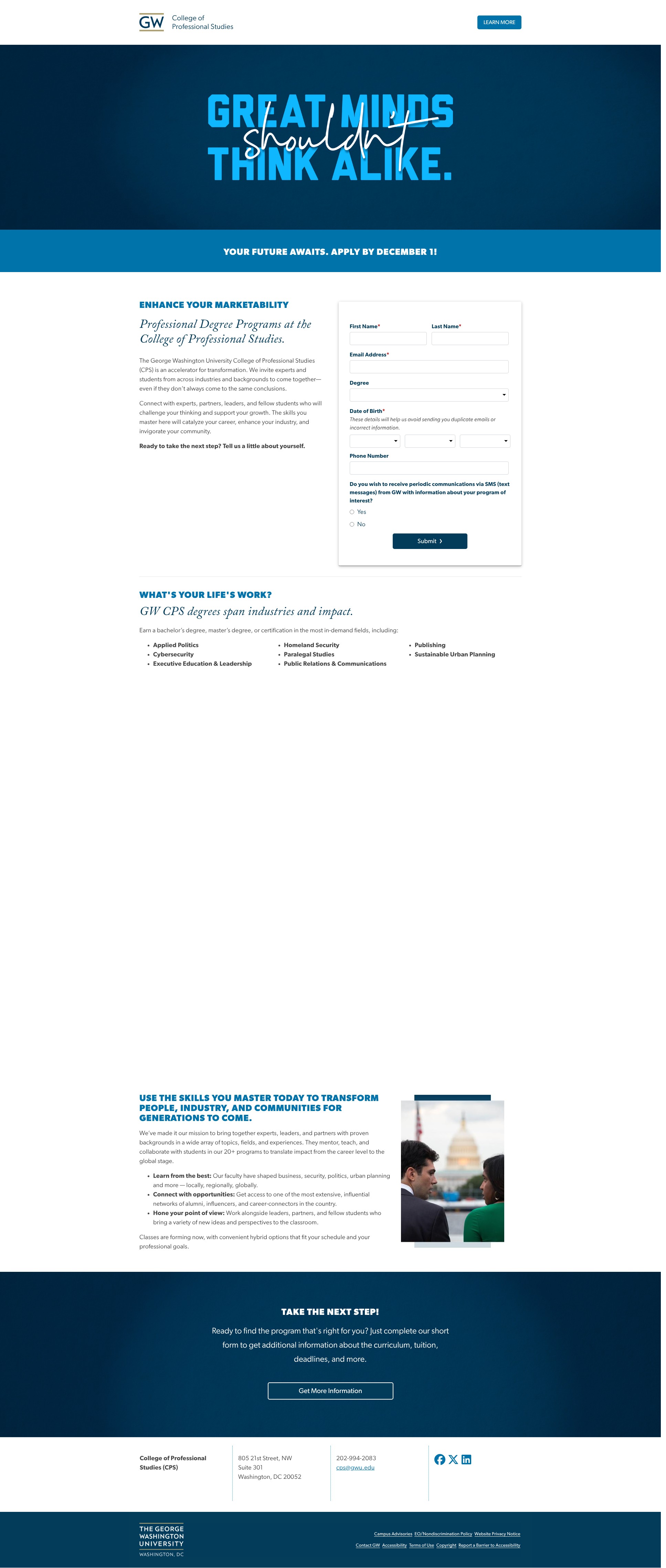 Screenshot of getinfo.cps.gwu.edu