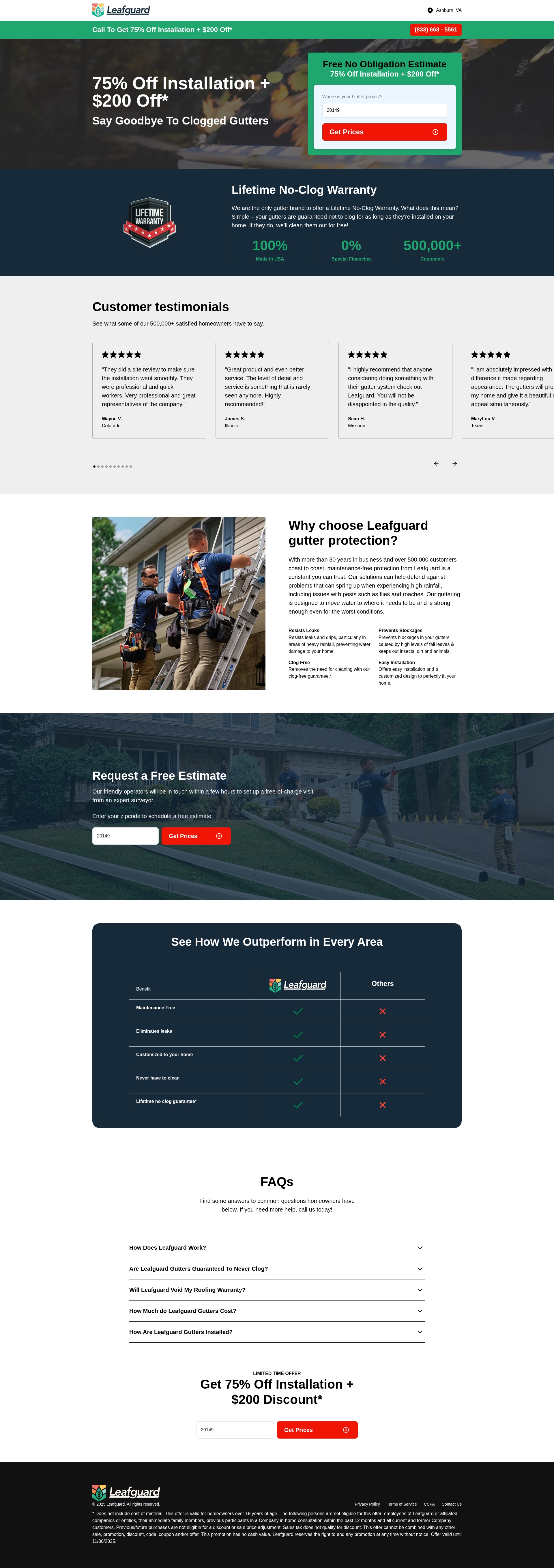 Screenshot of getleafguard.homes