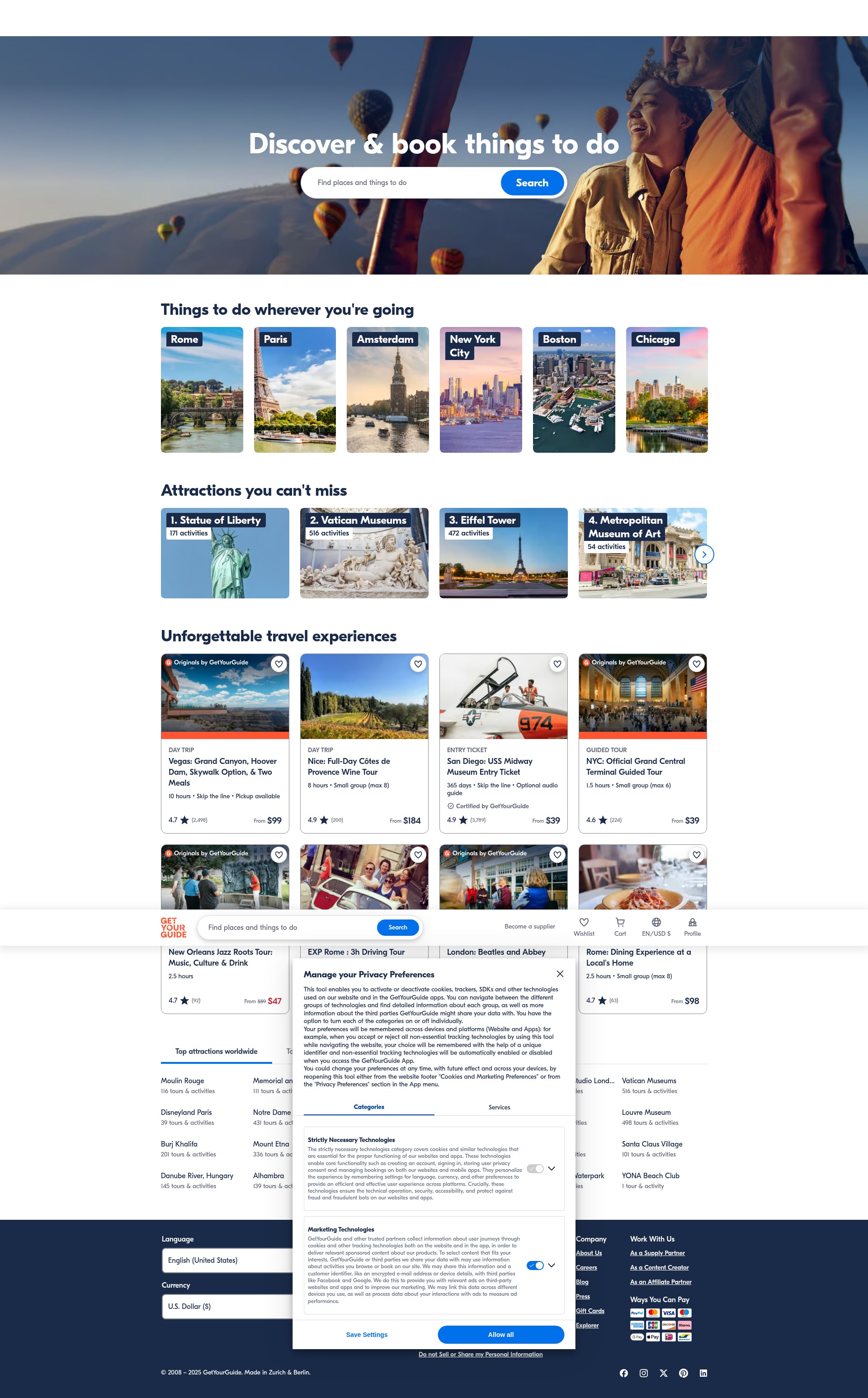 Screenshot of getyourguide.co.uk