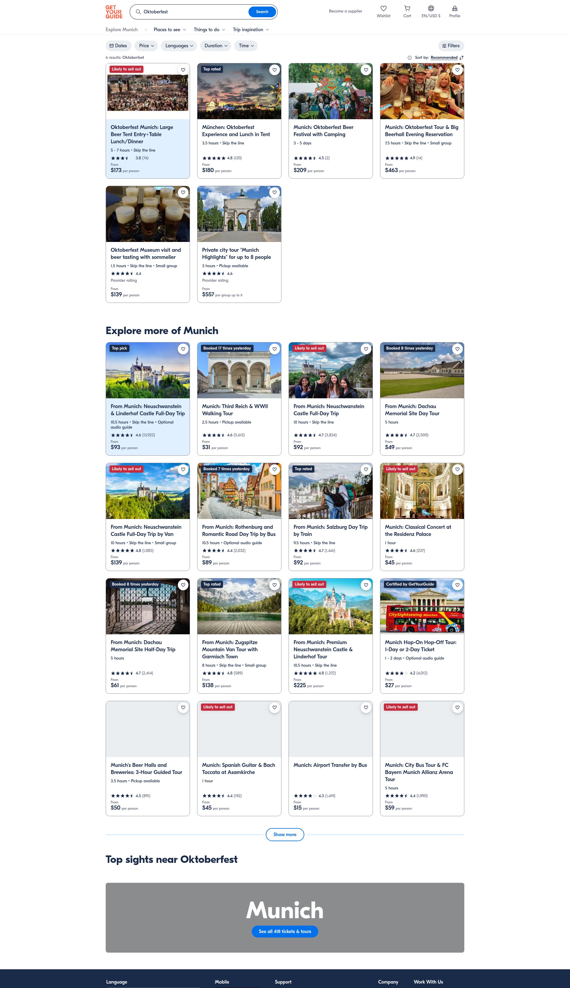 Screenshot of getyourguide.de