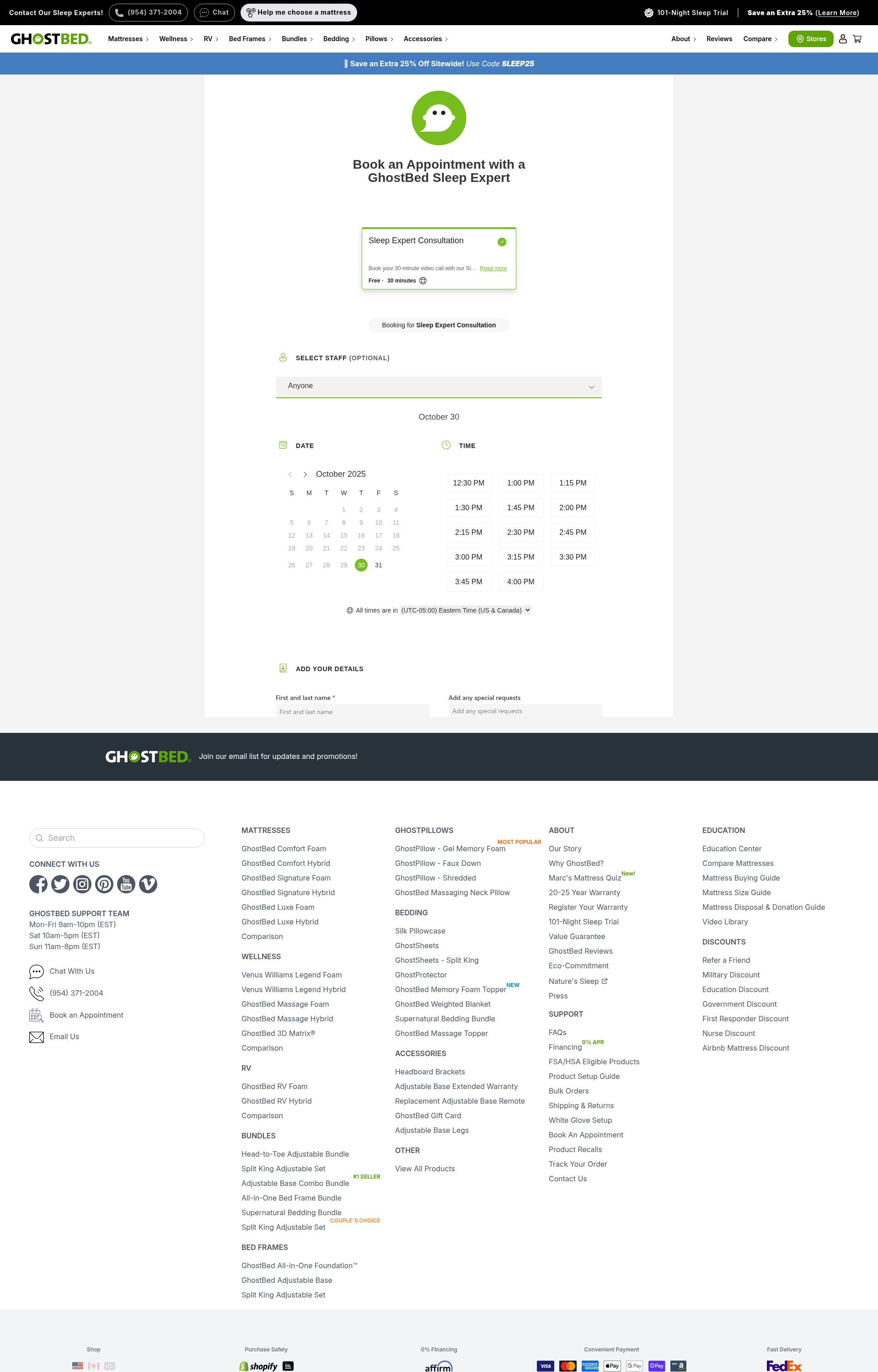 Screenshot of ghostbed.com
