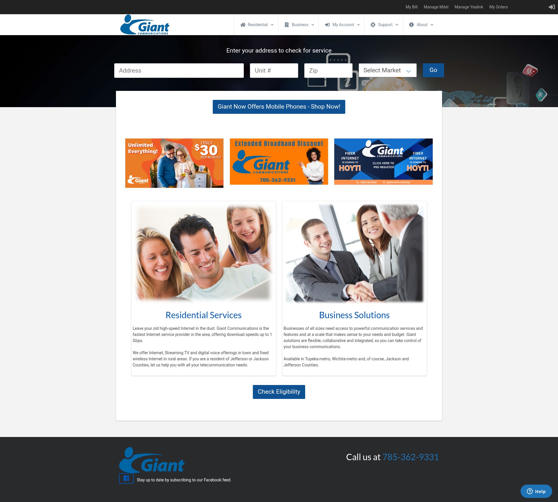 Screenshot of giantcomm.net