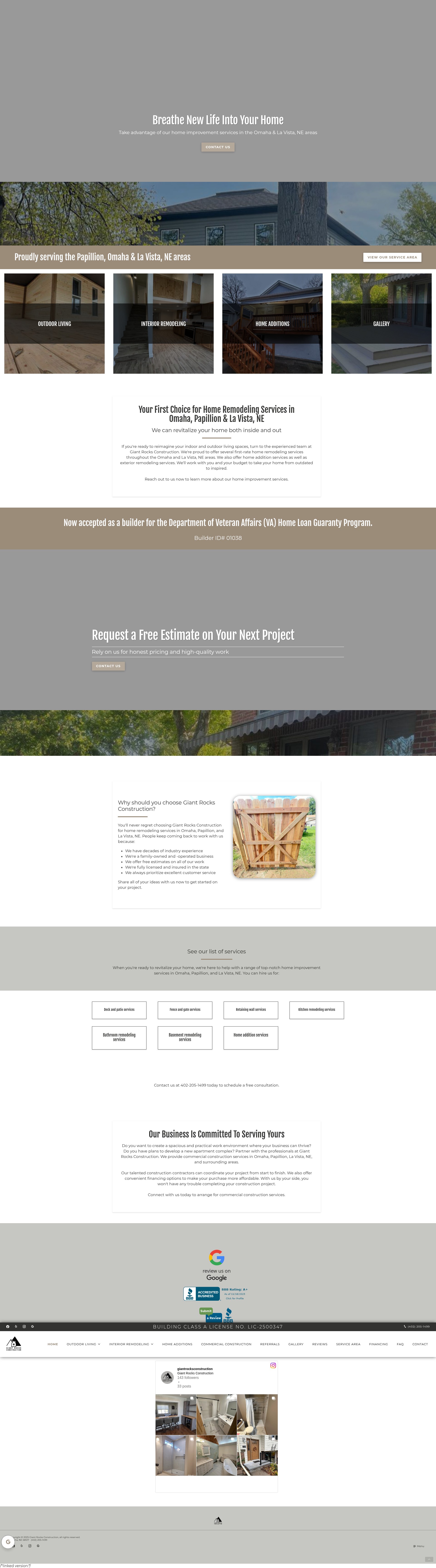 Screenshot of giantrocksconstruction.com