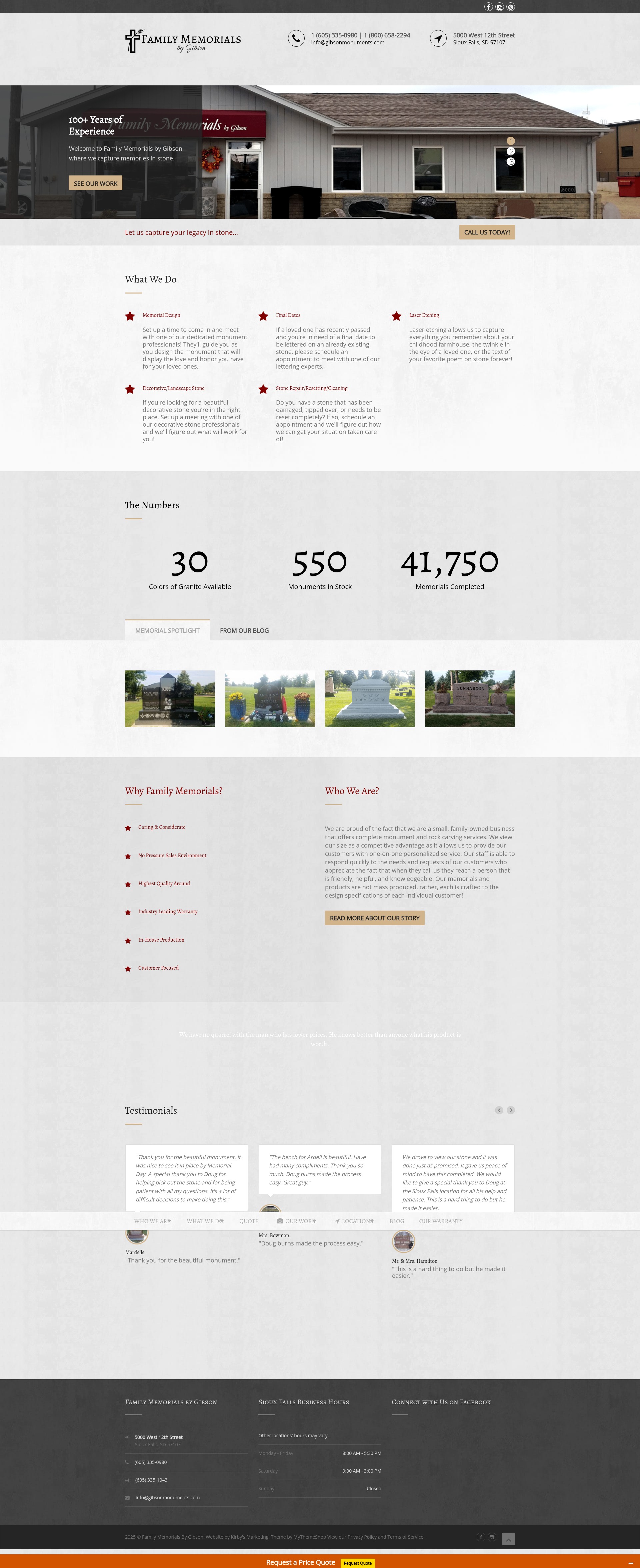Screenshot of gibsonmonuments.com