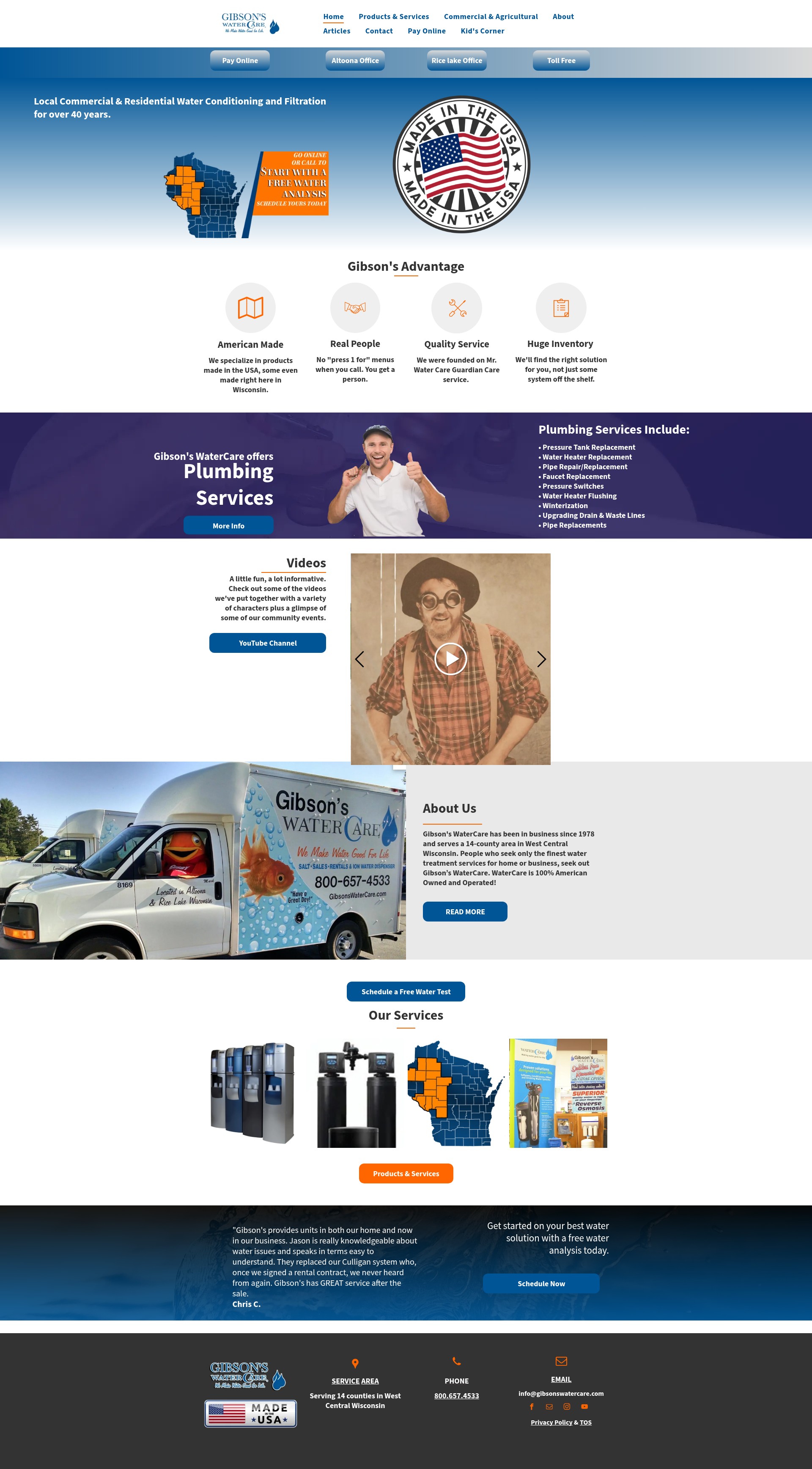 Screenshot of gibsonswatercare.com