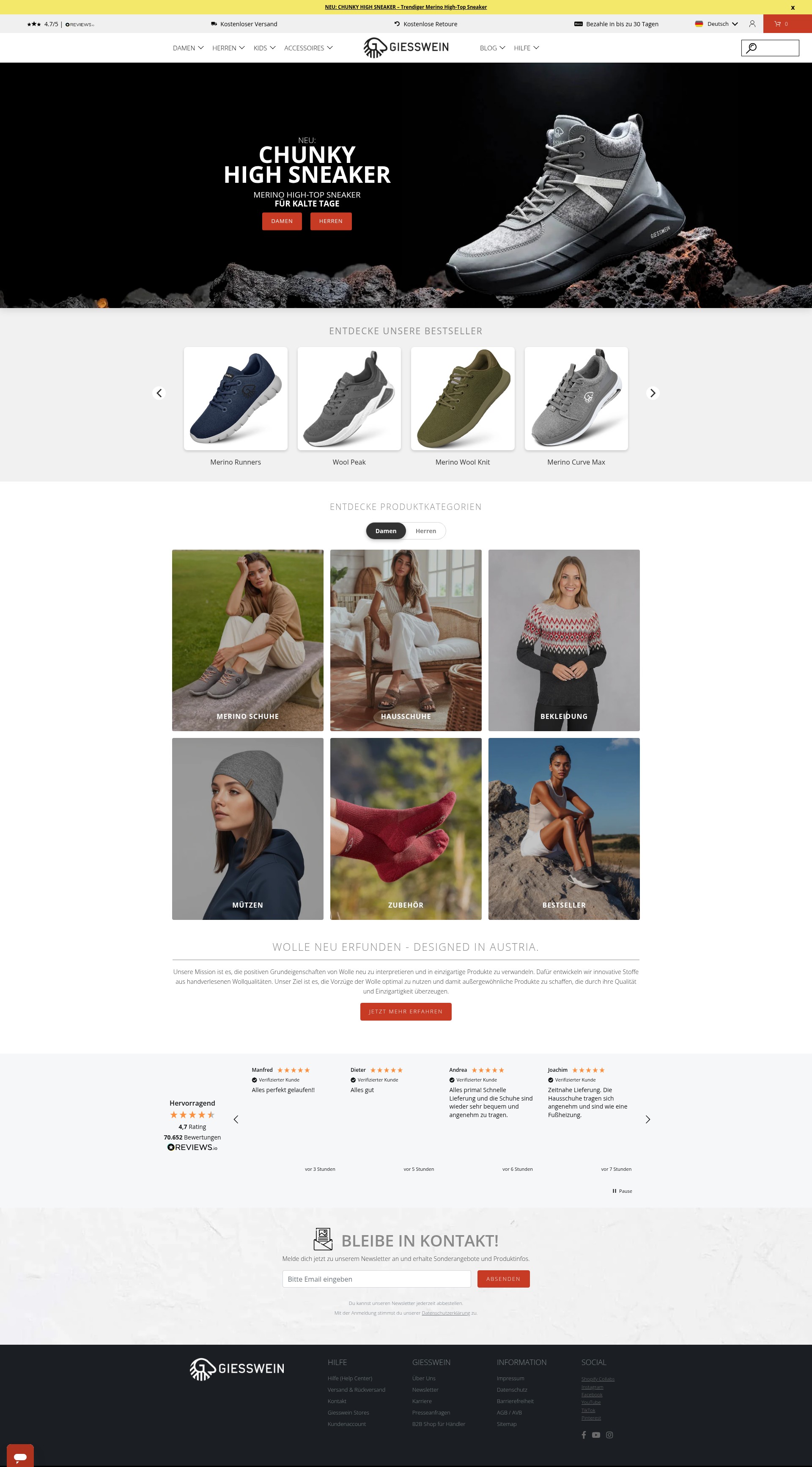 Screenshot of giesswein.com