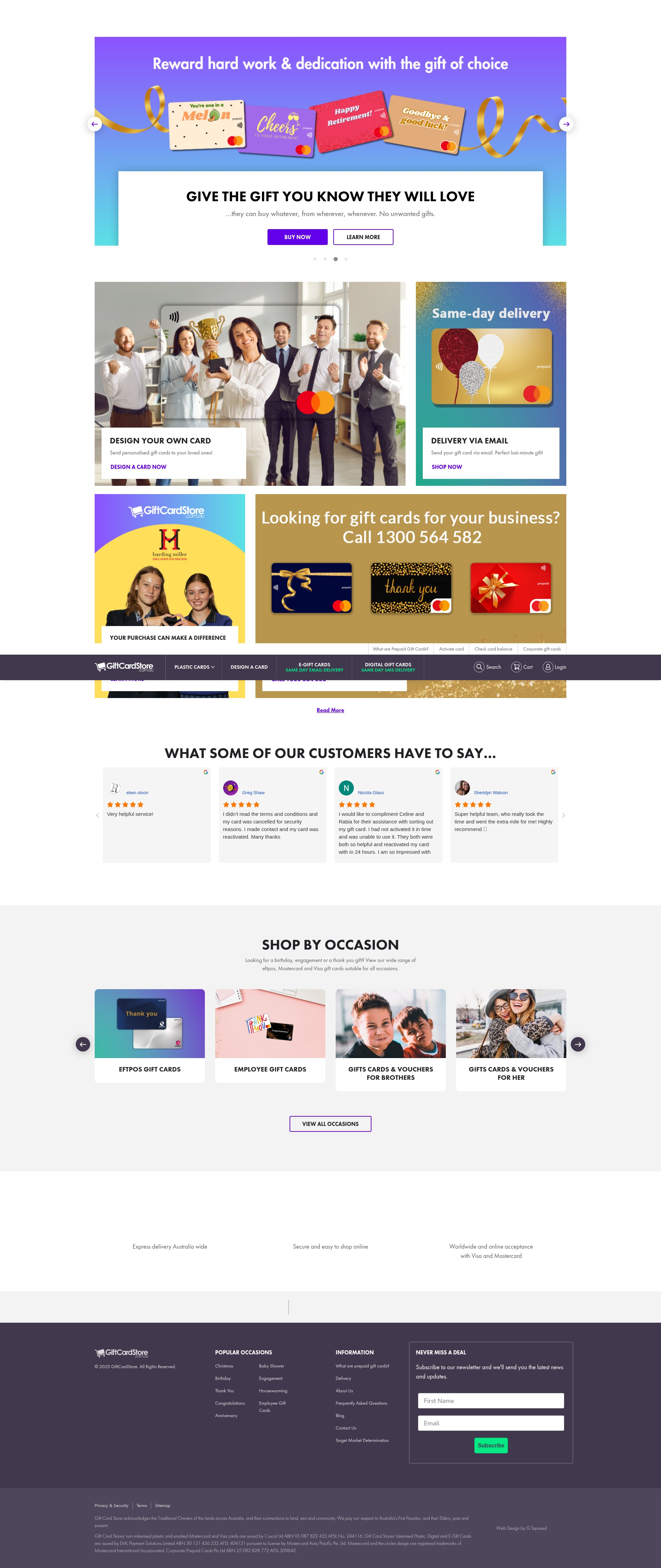 Screenshot of giftcardstore.com.au