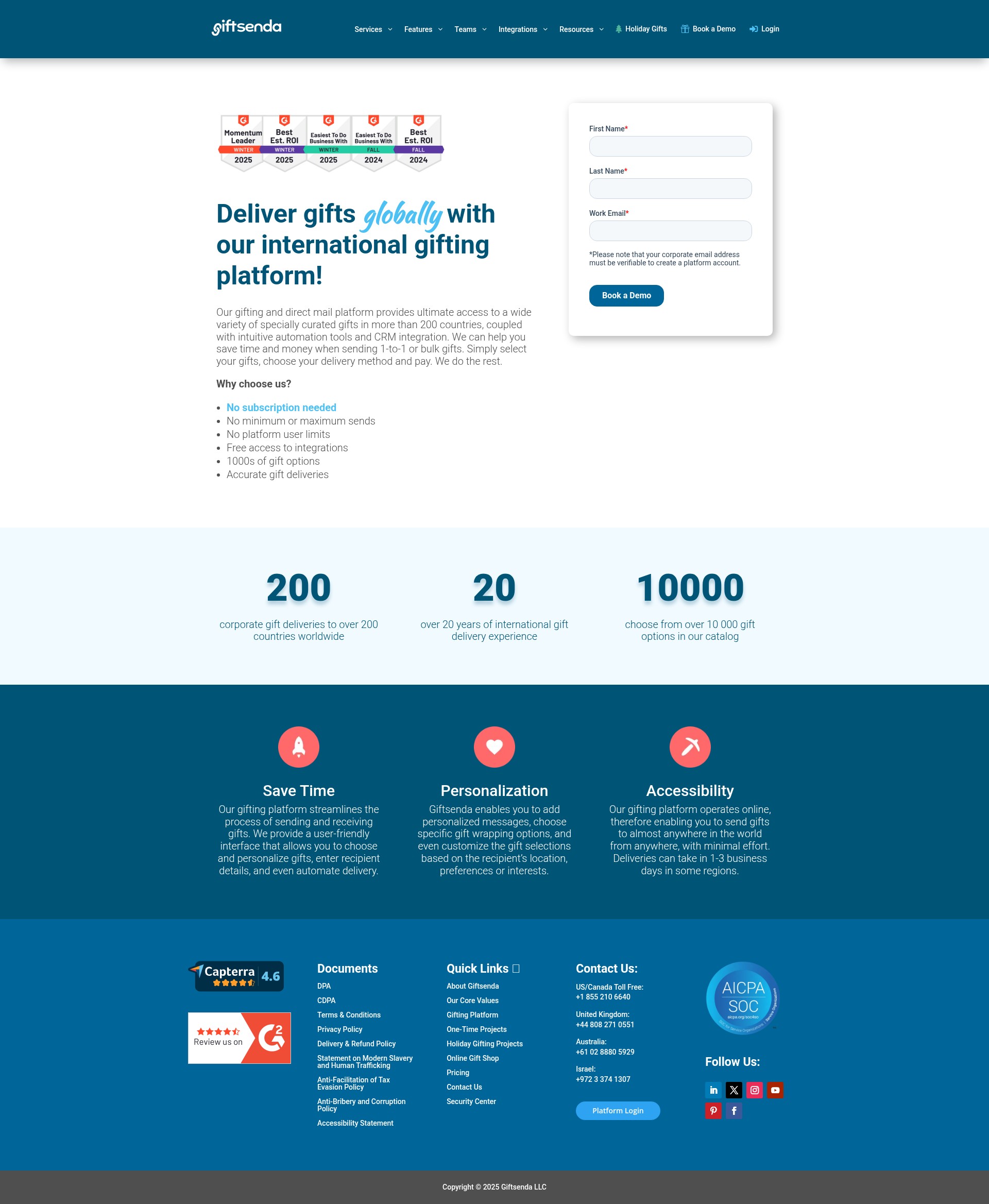 Screenshot of giftsenda.com
