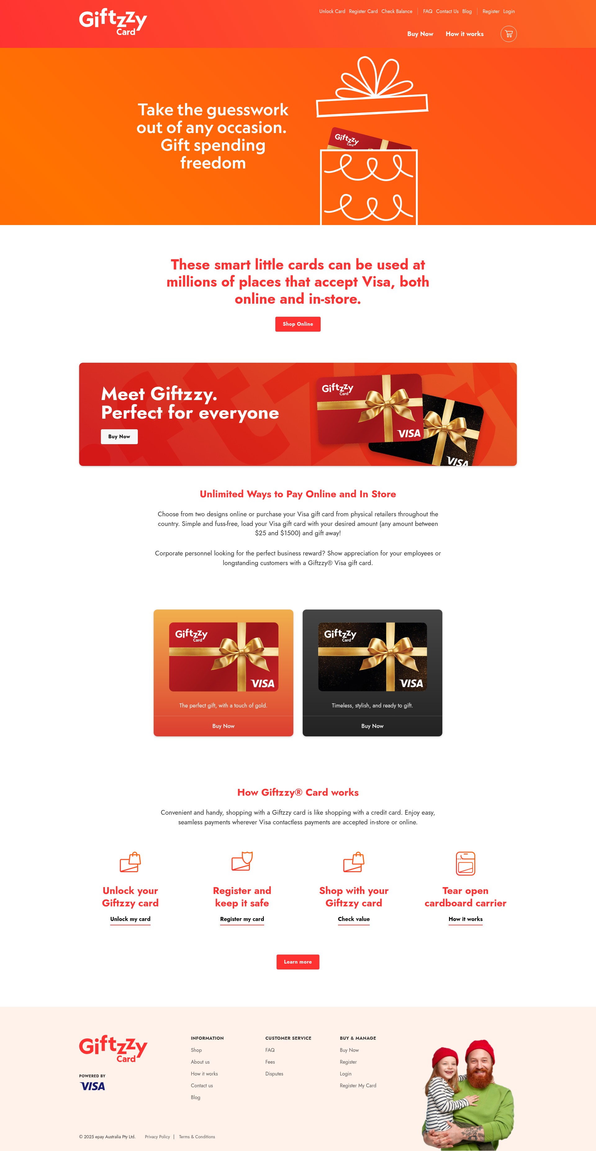 Screenshot of giftzzycard.com.au