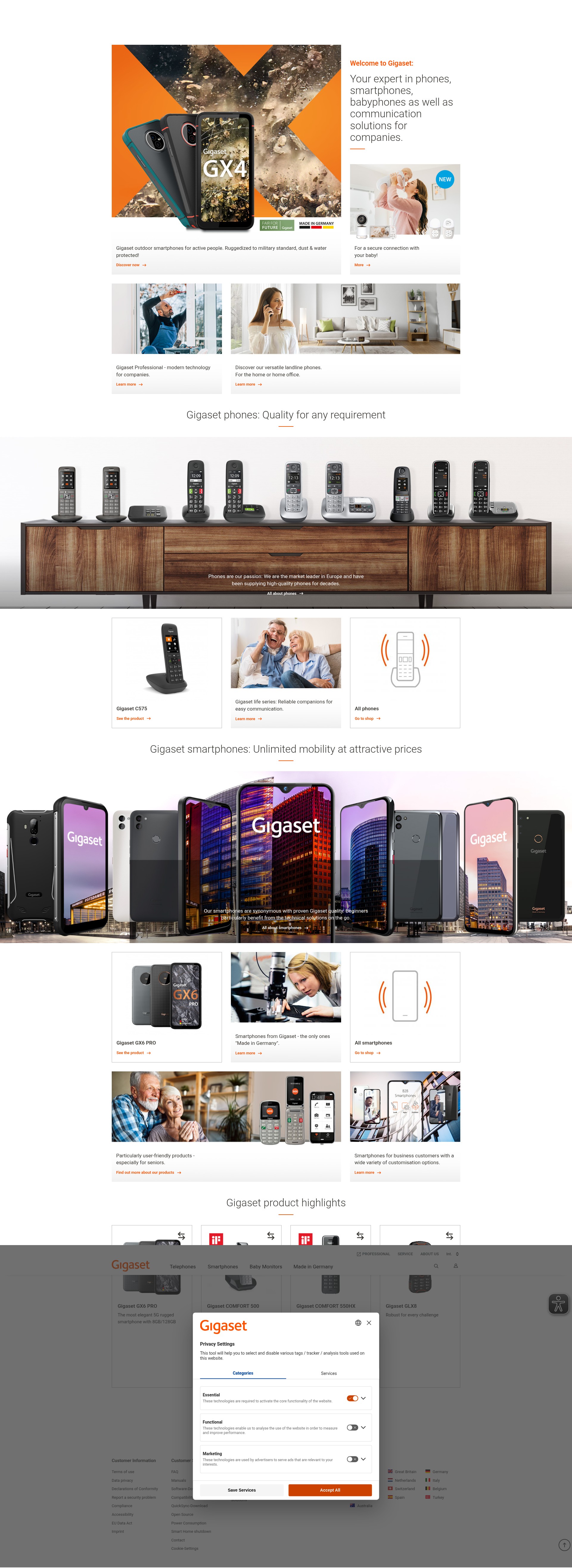 Screenshot of gigaset.com