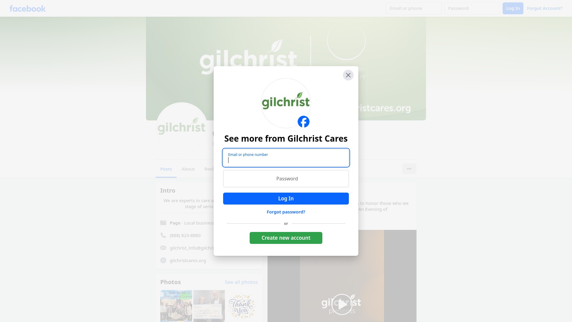 Screenshot of gilchristcares.org