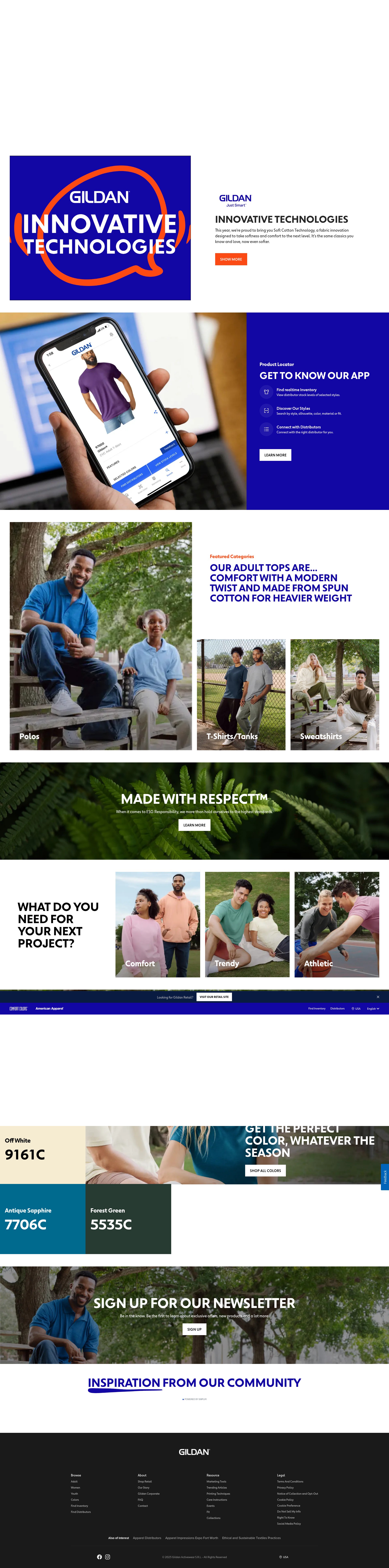Screenshot of gildanbrands.com