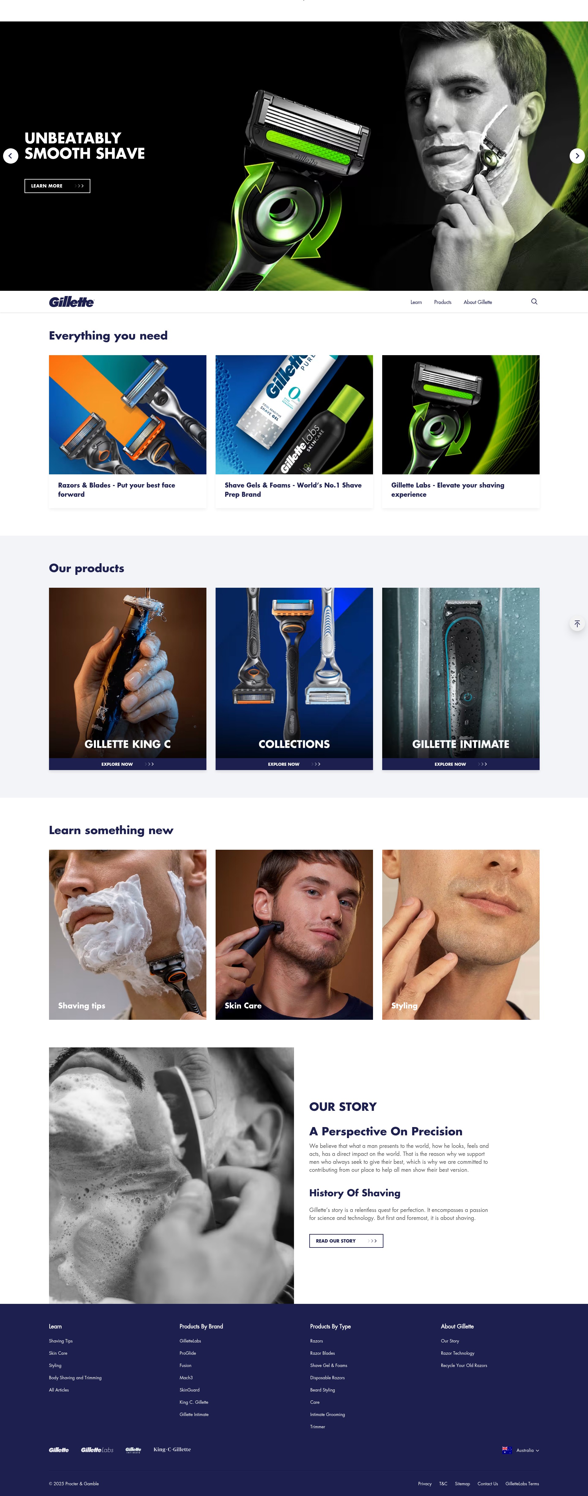 Screenshot of gillette.com.au