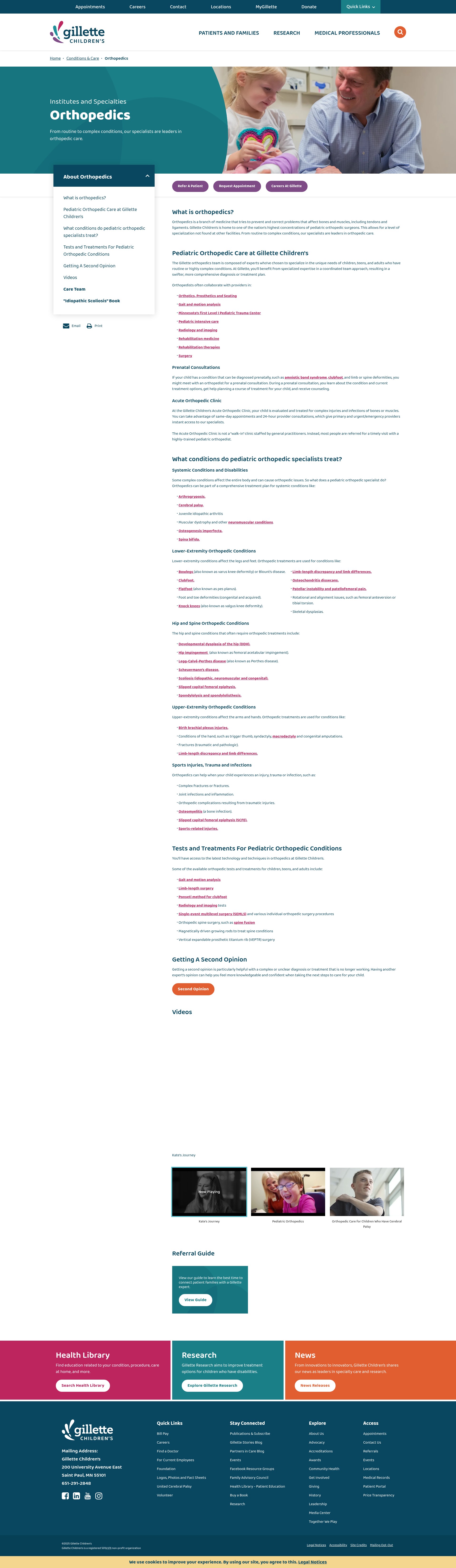 Screenshot of gillettechildrens.org