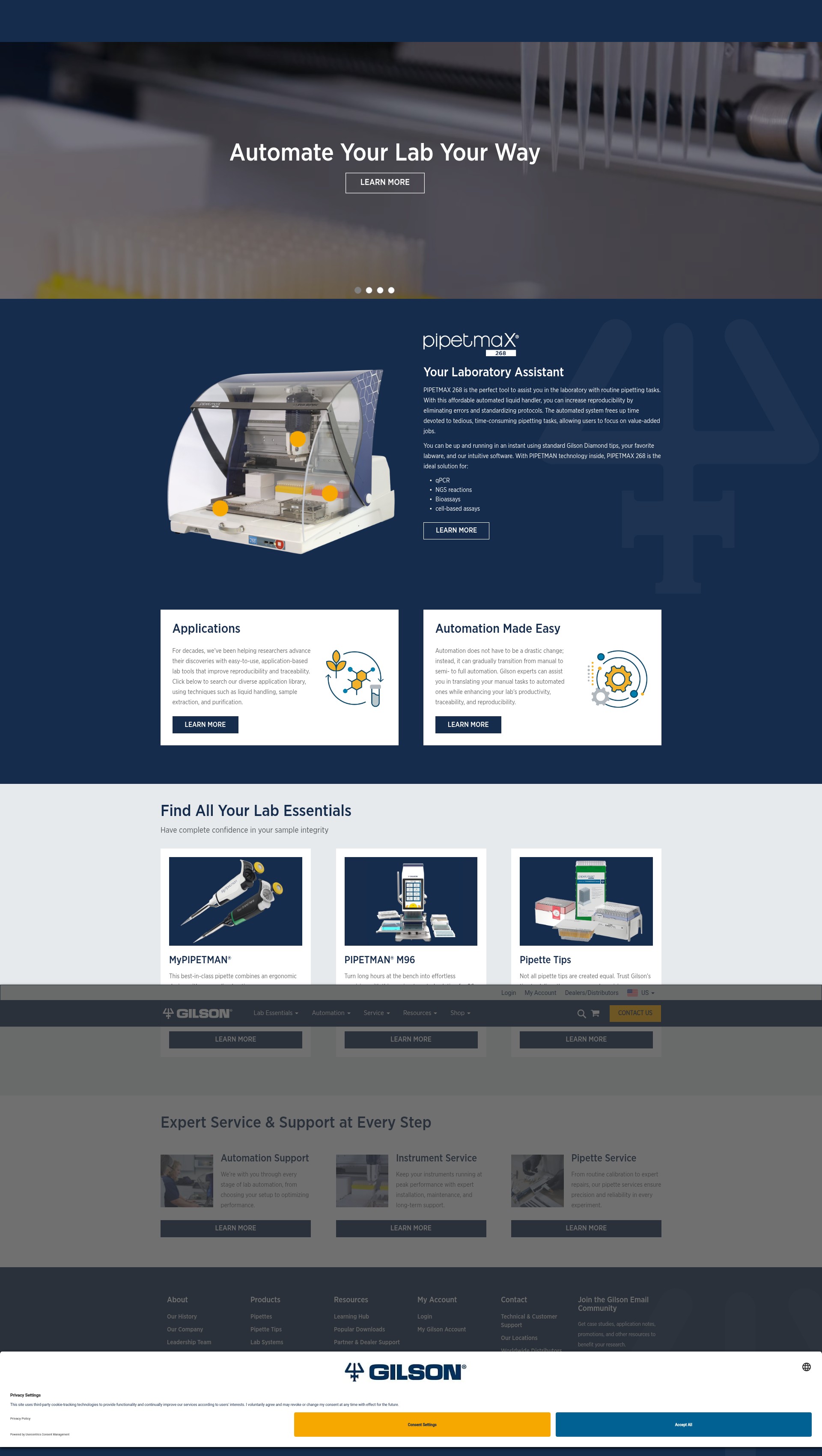 Screenshot of gilson.com