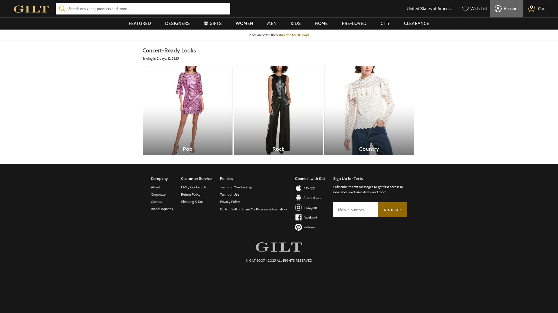 Screenshot of gilt.com