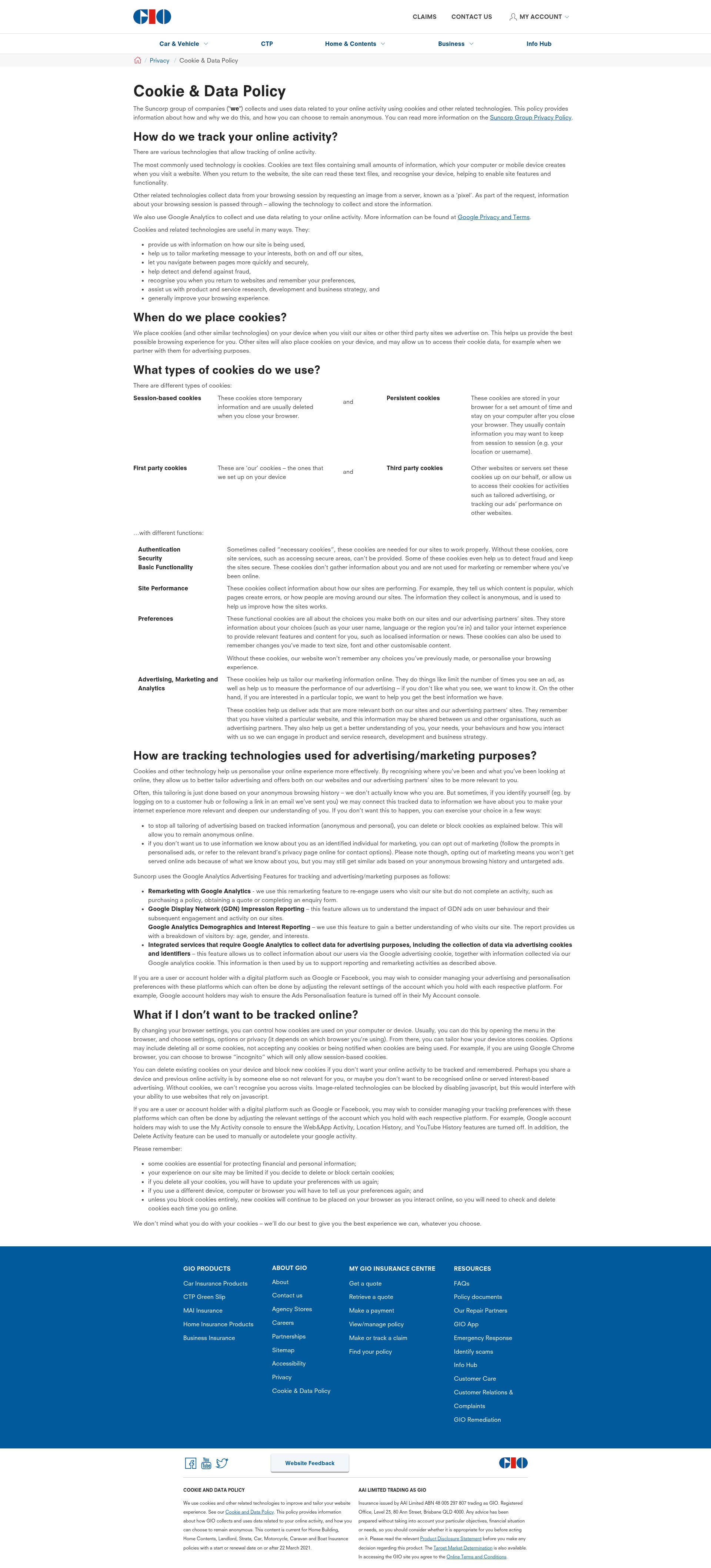 Screenshot of gio.com.au