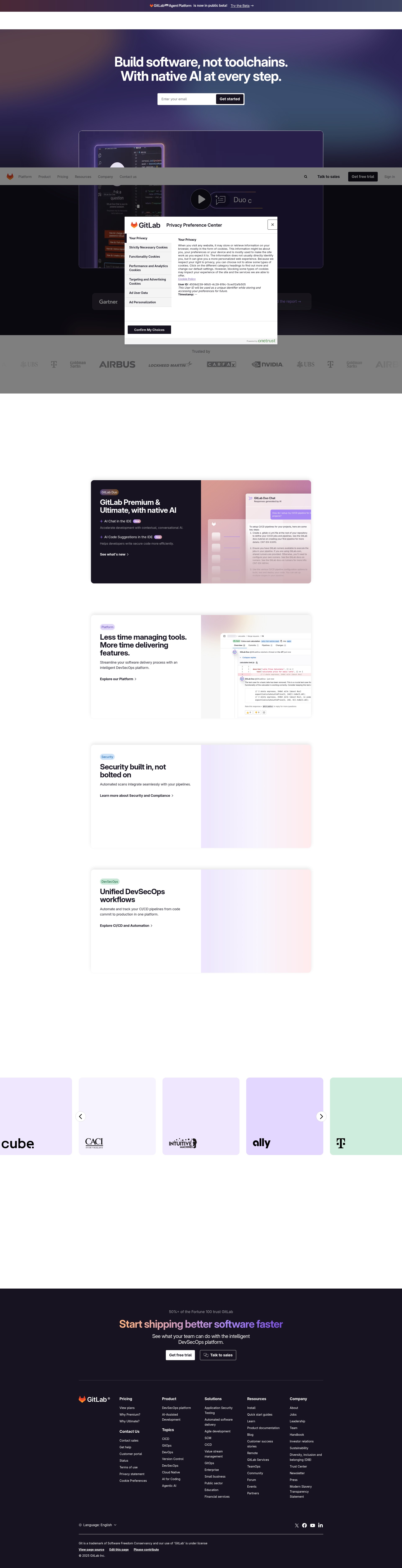 Screenshot of gitlab.com