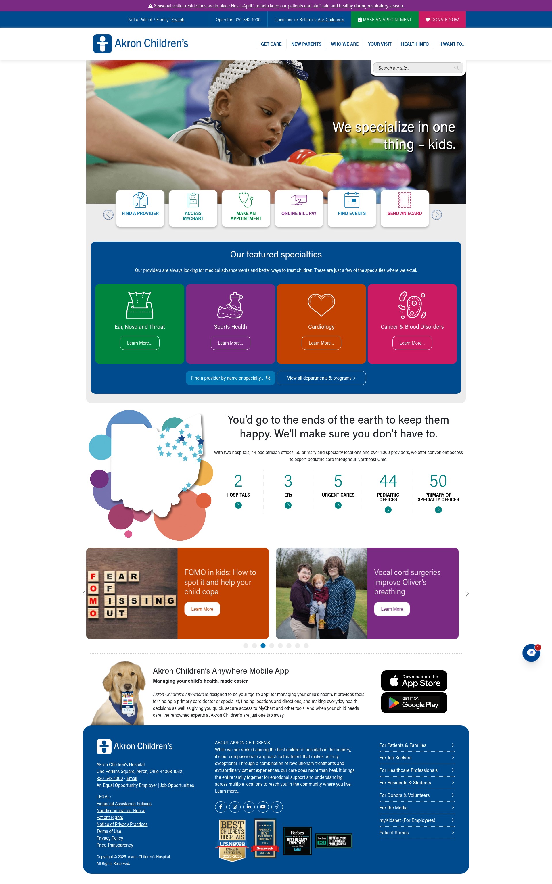 Screenshot of give.akronchildrens.org