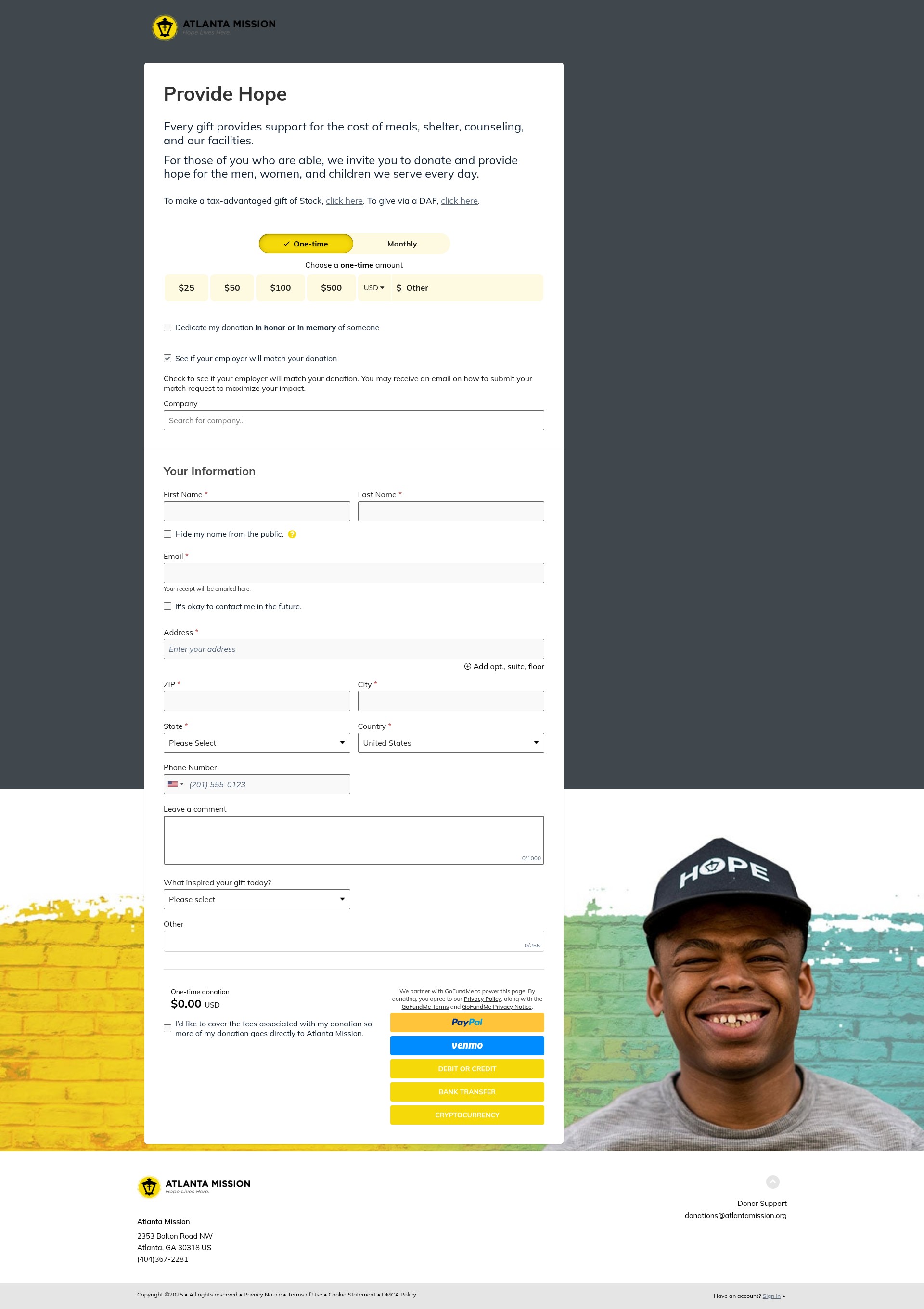 Screenshot of give.atlantamission.org