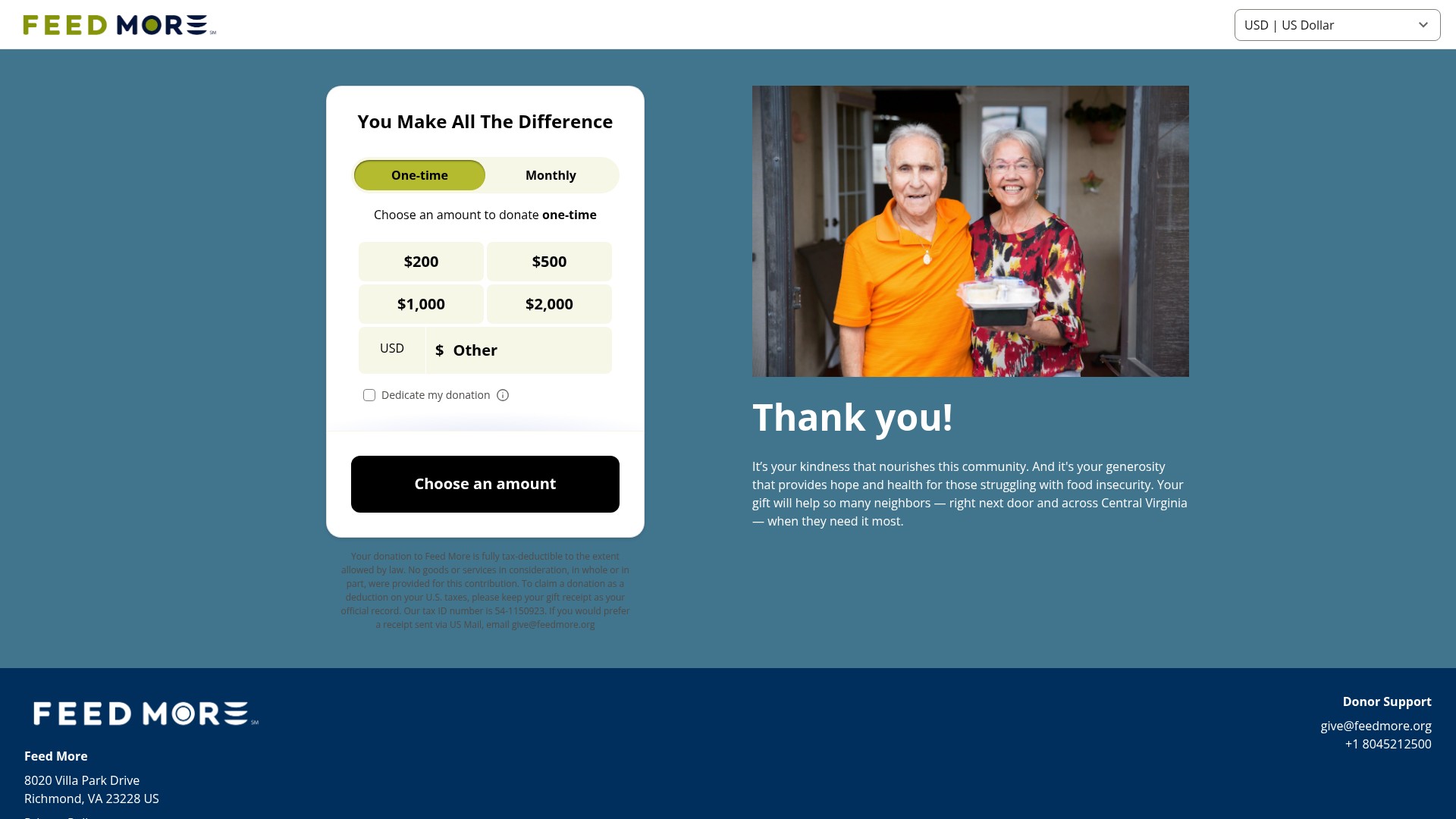 Screenshot of give.feedmore.org