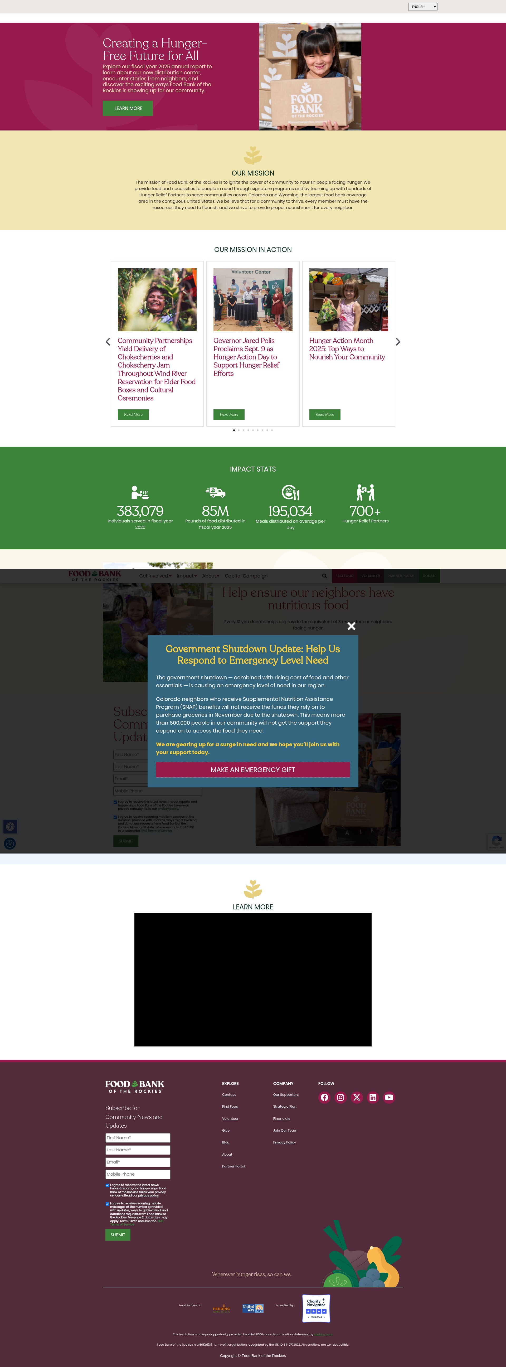 Screenshot of give.foodbankrockies.org