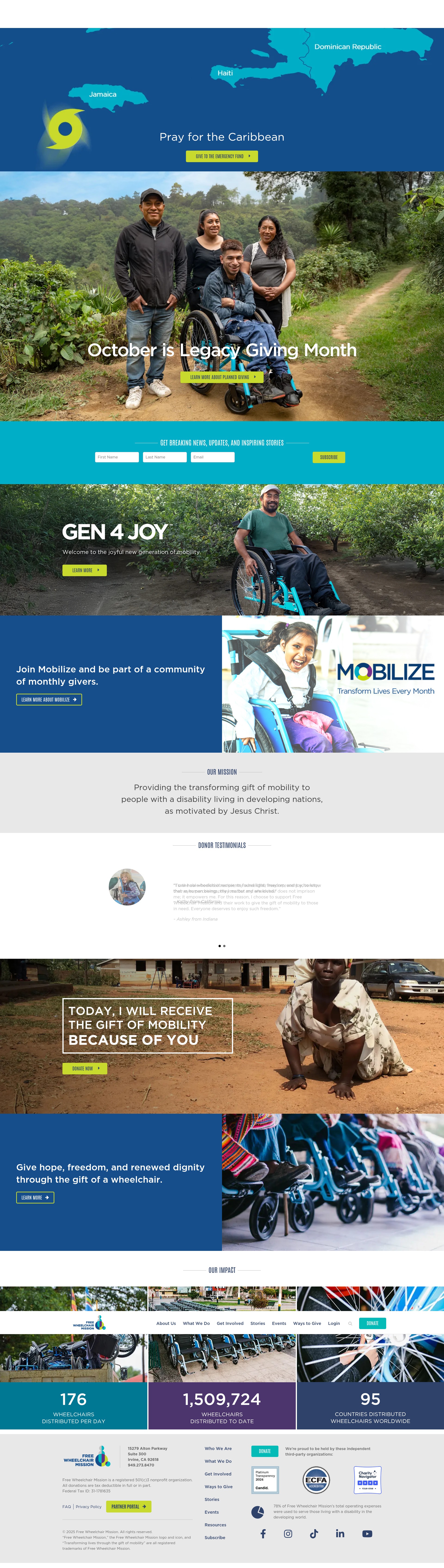 Screenshot of give.freewheelchairmission.org