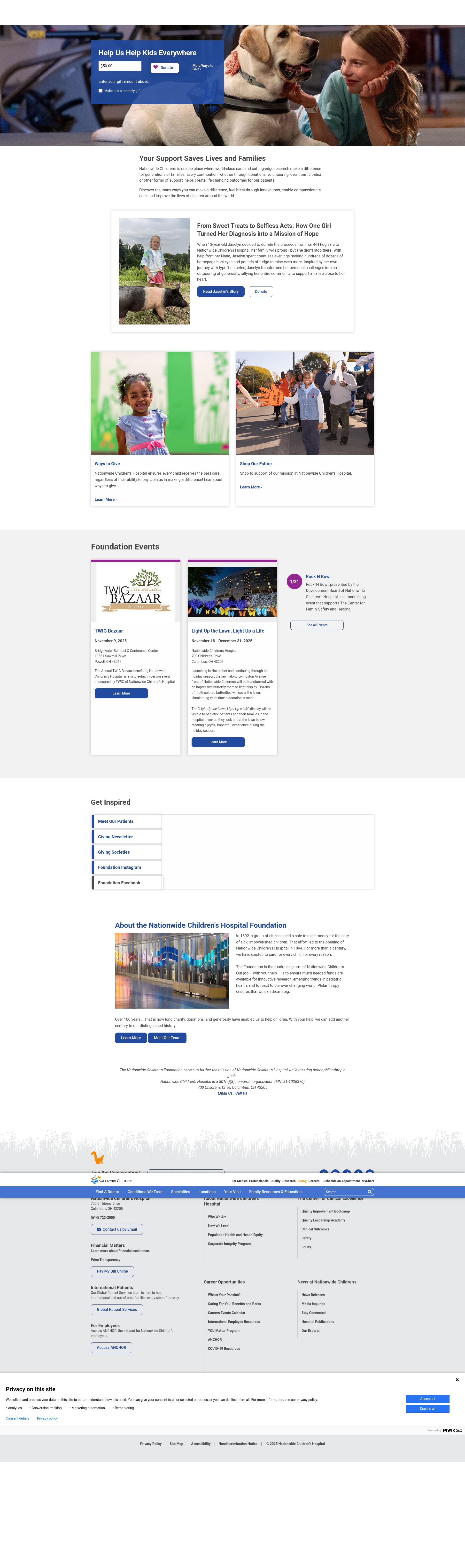 Screenshot of give.nationwidechildrens.org