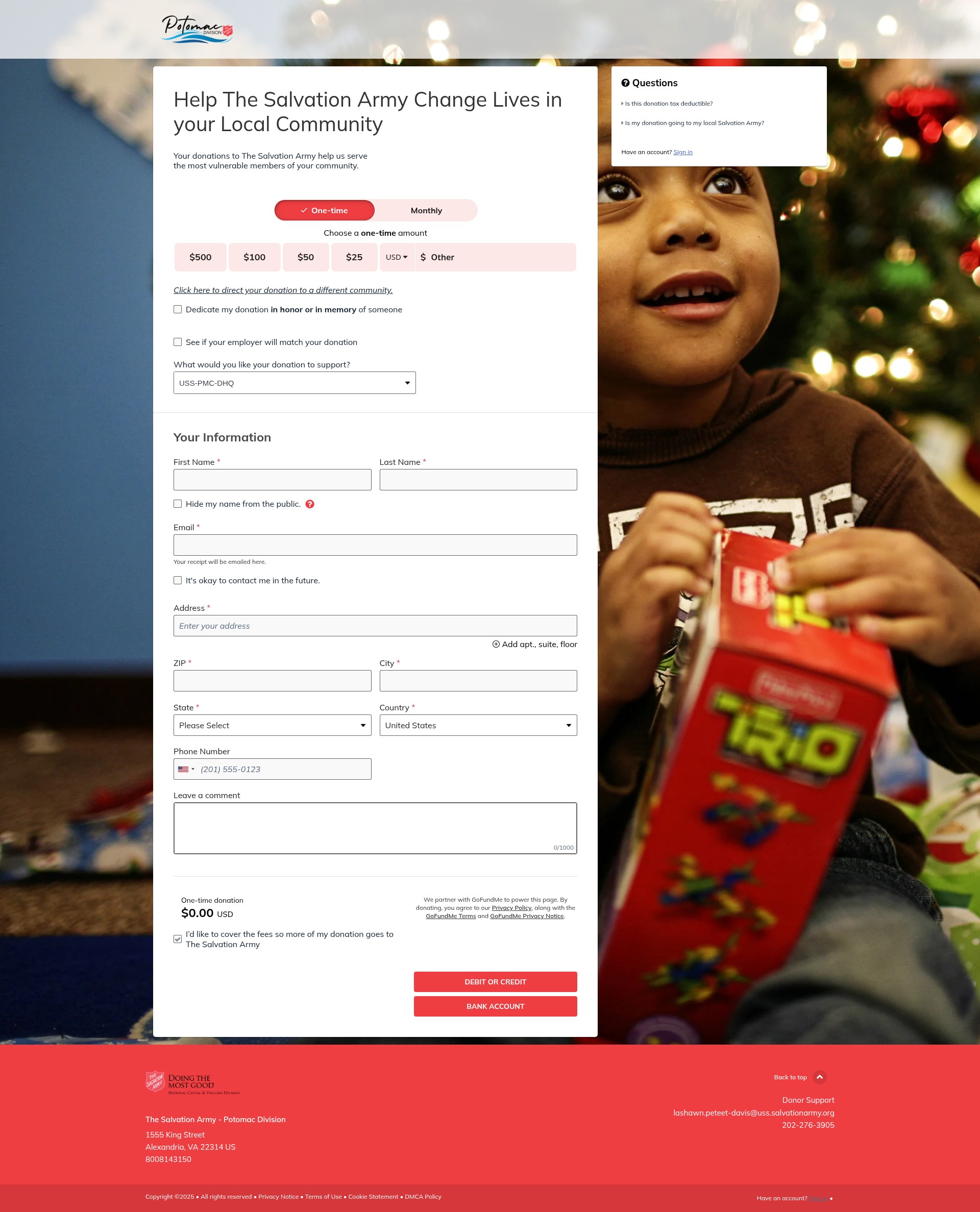 Screenshot of give.salvationarmymarylandvirginiawestvirginiawashingtondc.org