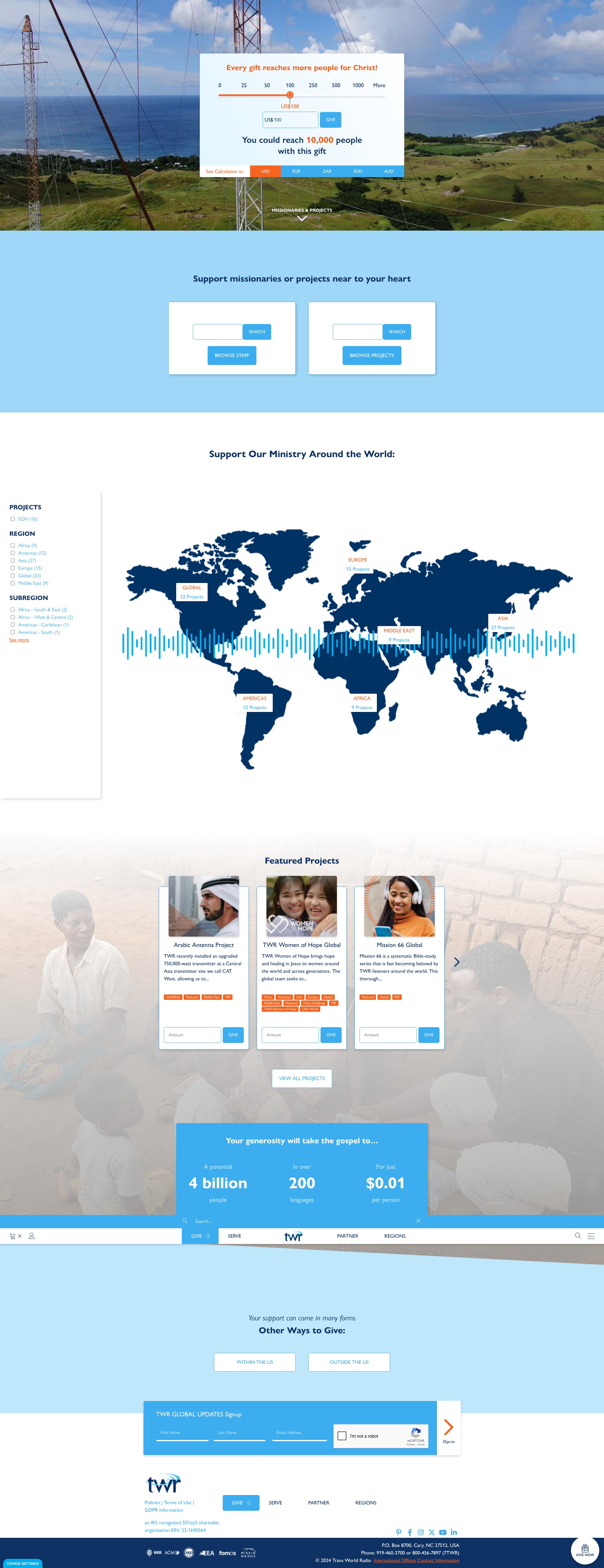 Screenshot of give.twr.org