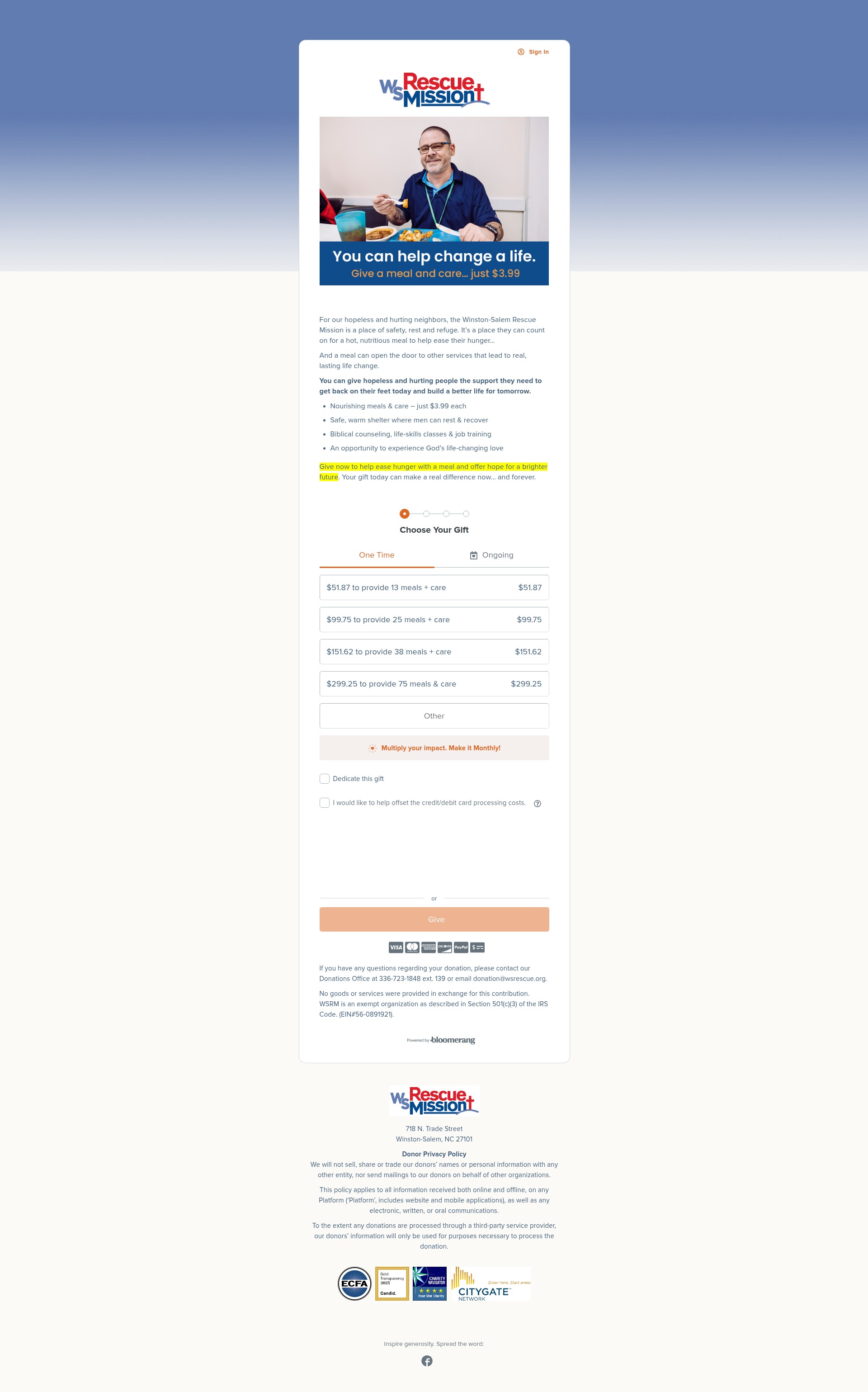 Screenshot of give.wsrescue.org