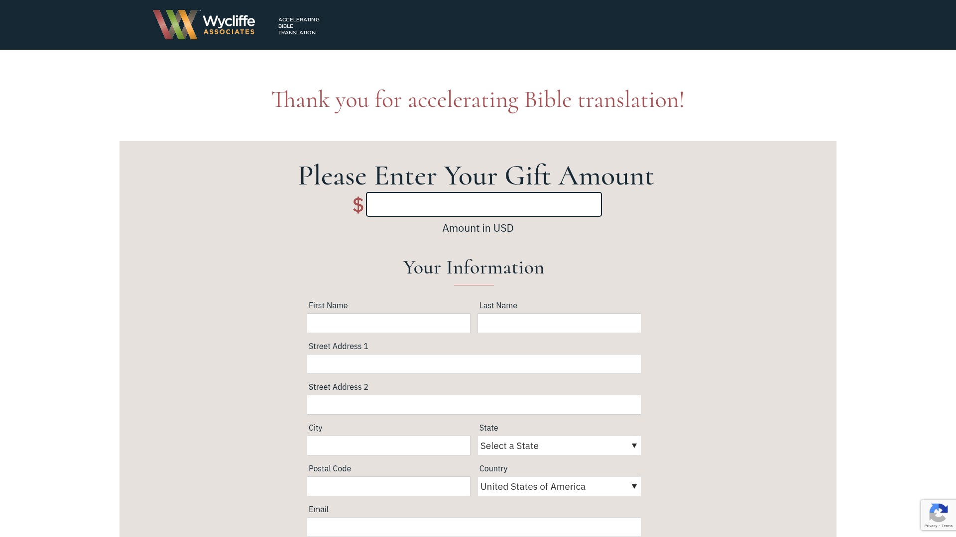 Screenshot of giveto.wycliffeassociates.org