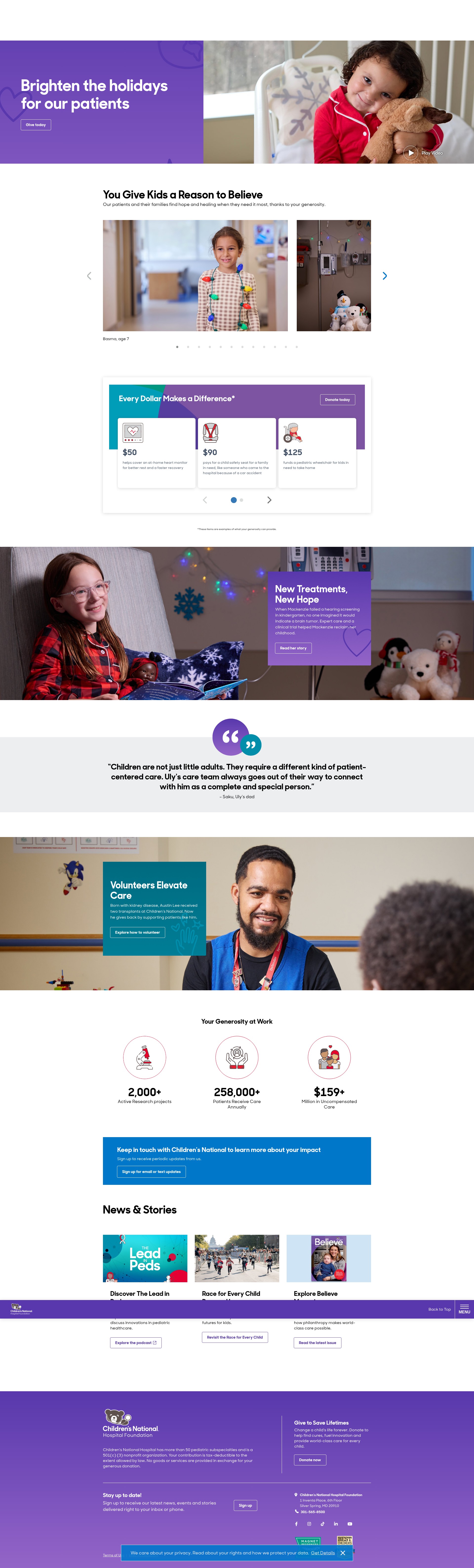 Screenshot of giving.childrensnational.org