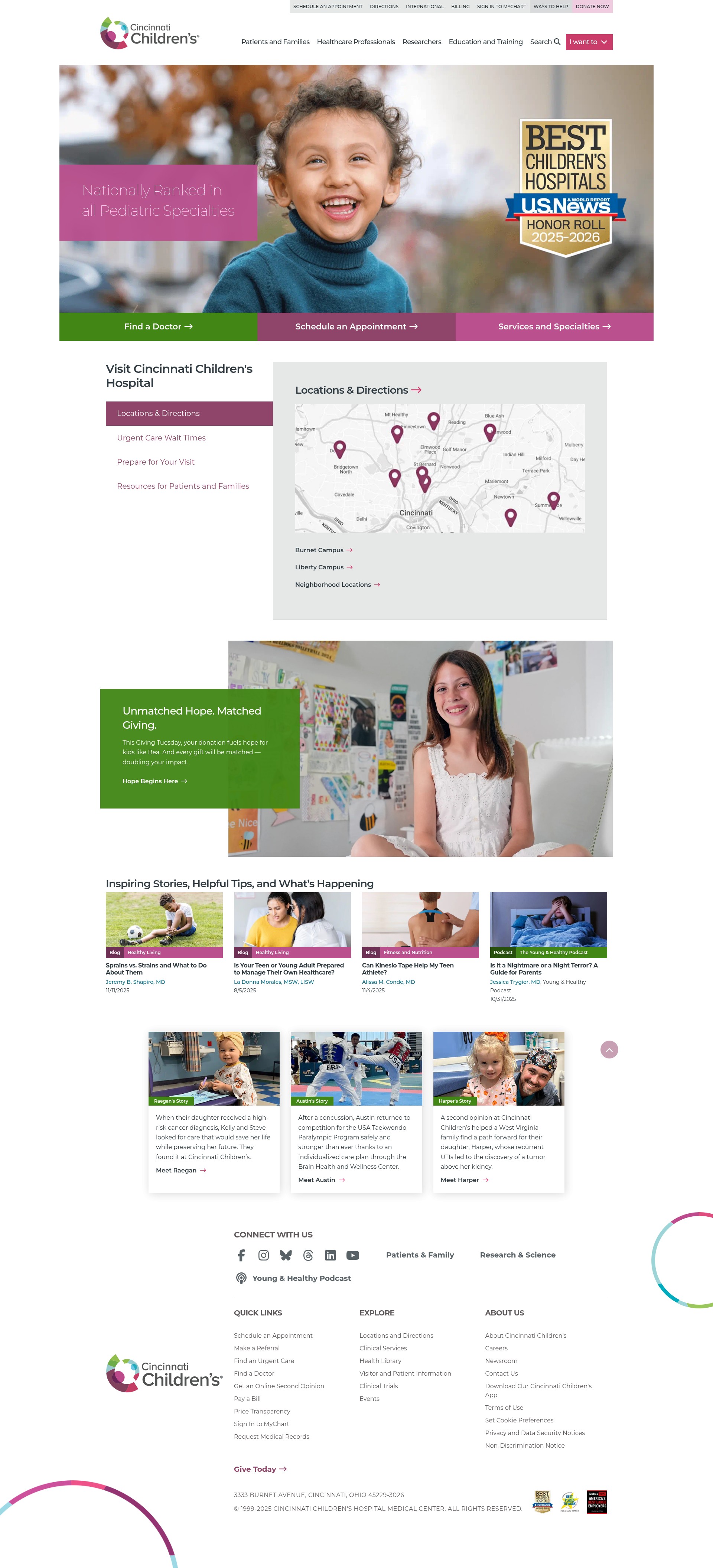 Screenshot of giving.cincinnatichildrens.org