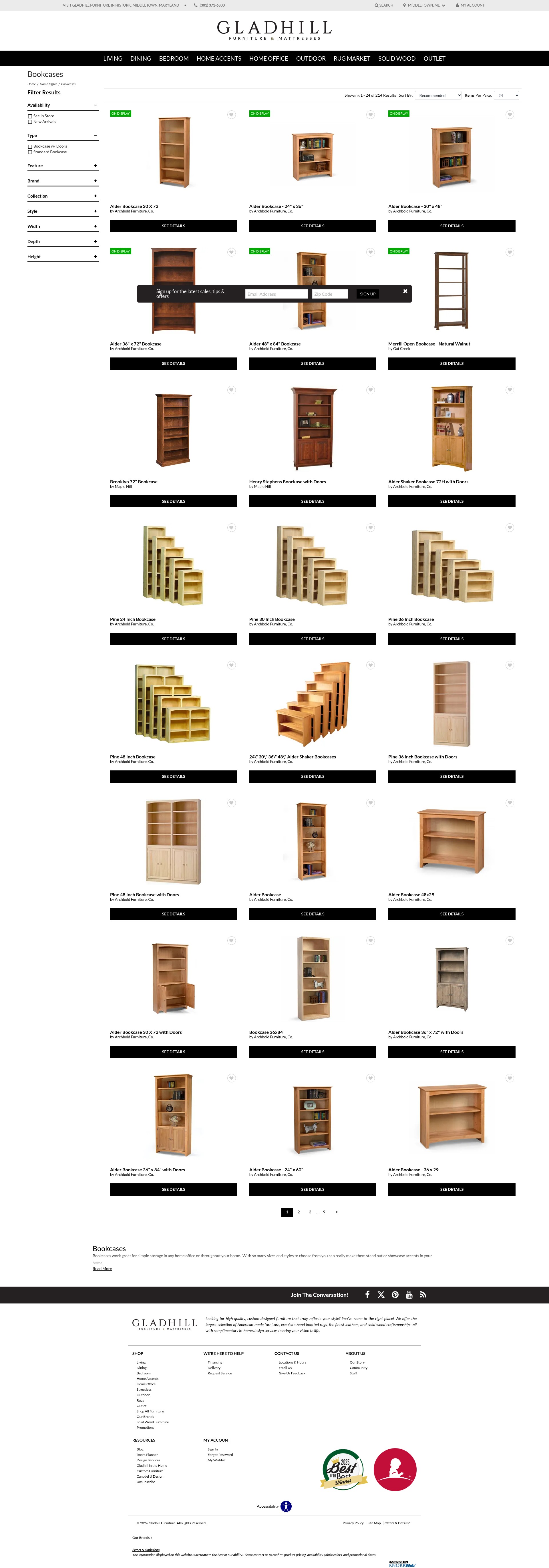 Screenshot of gladhillfurniture.com