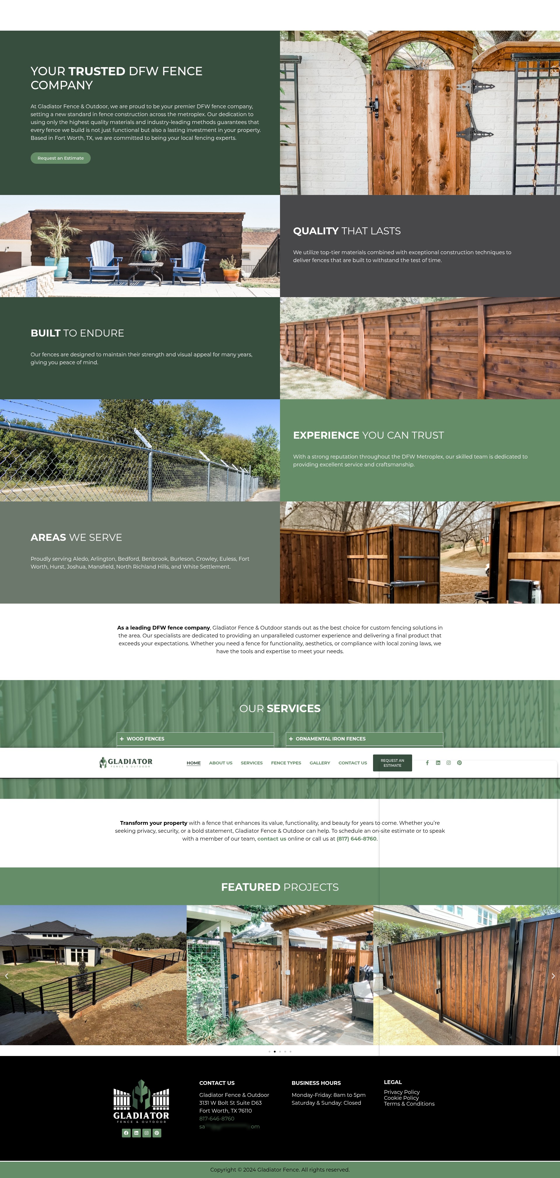 Screenshot of gladiatorfence.com