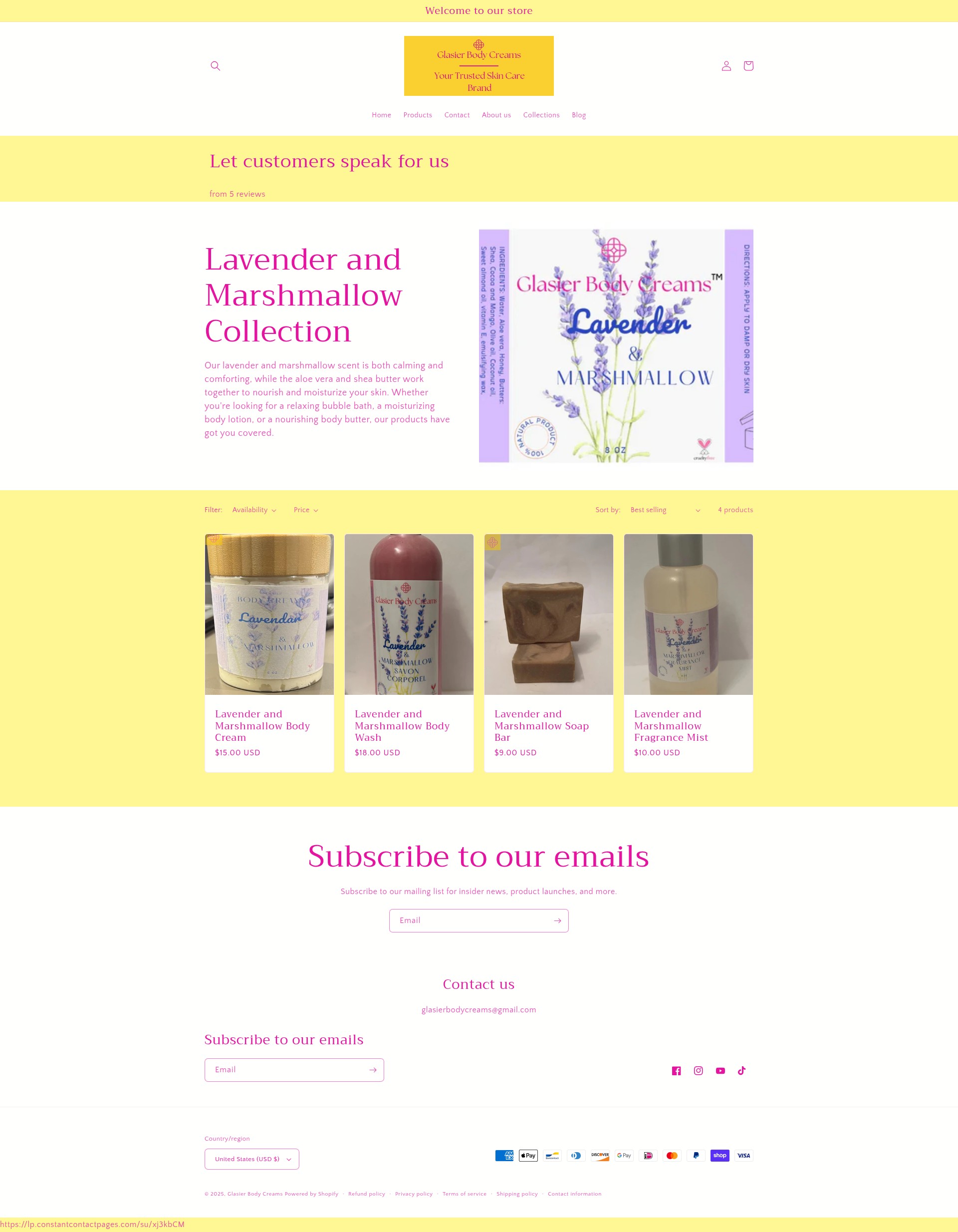 Screenshot of glasierbodycreams.com