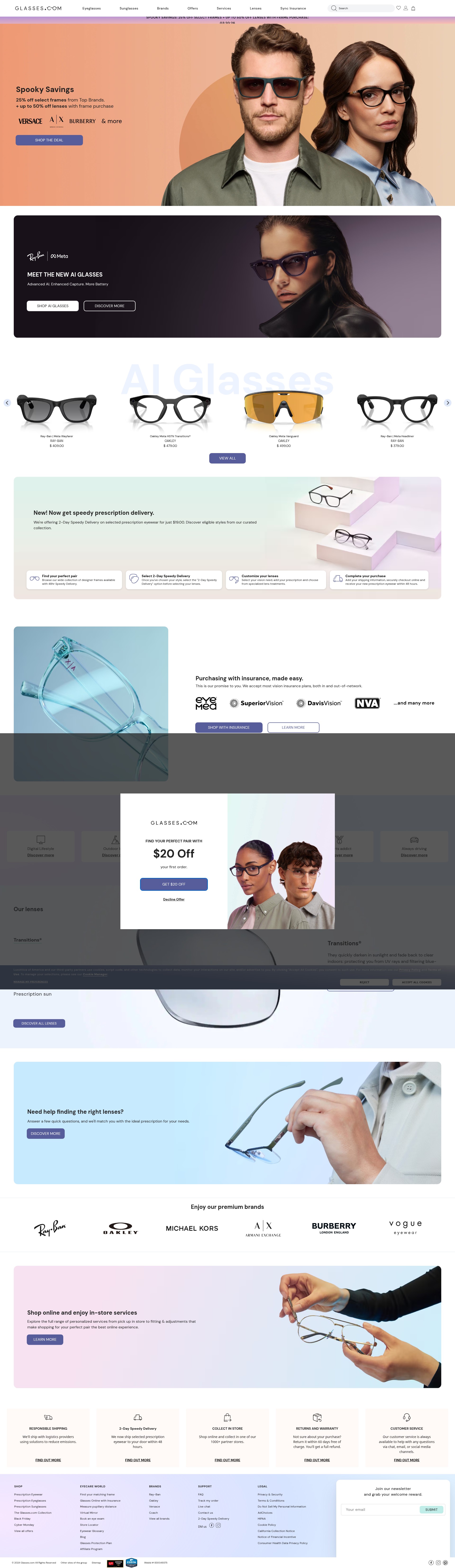 Screenshot of glasses.com