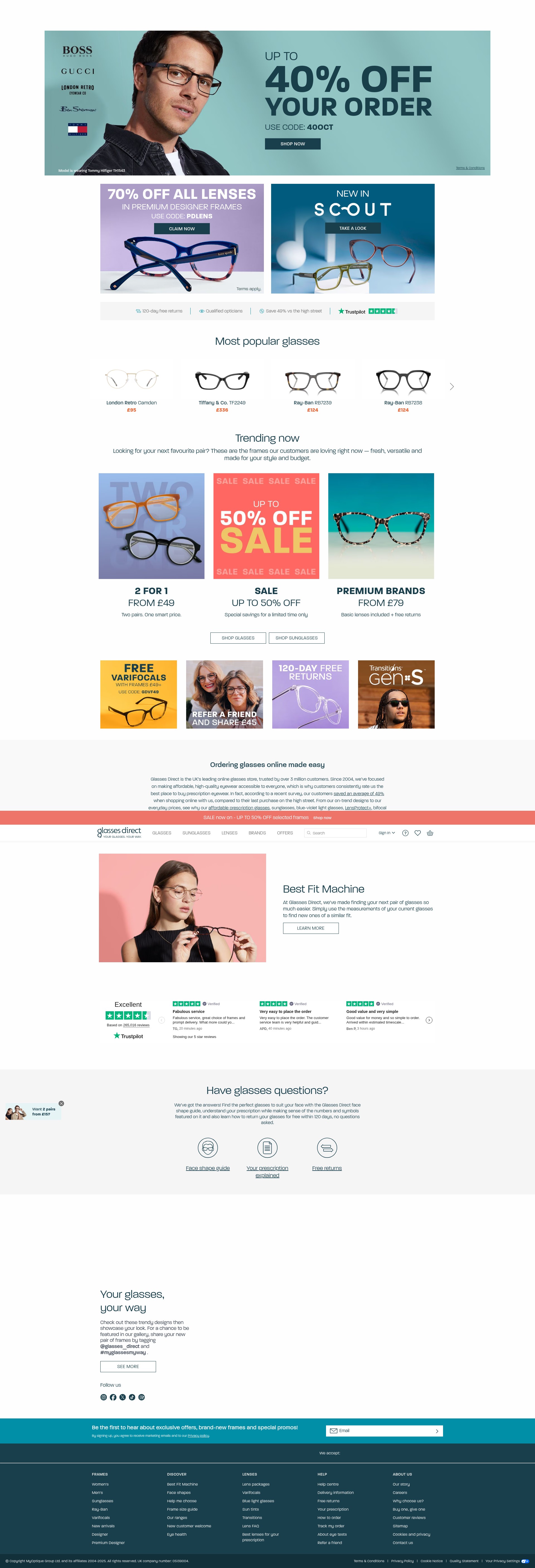 Screenshot of glassesdirect.co.uk