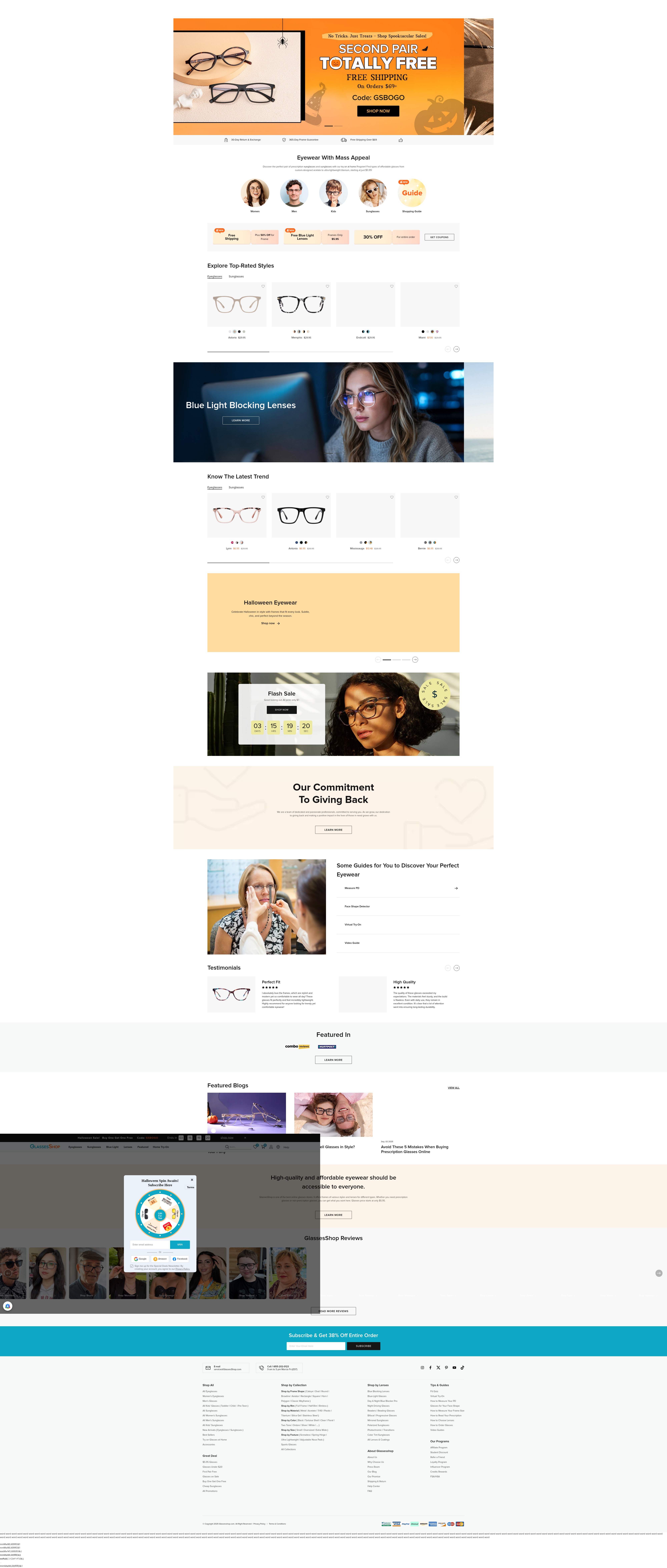 Screenshot of glassesshop.com