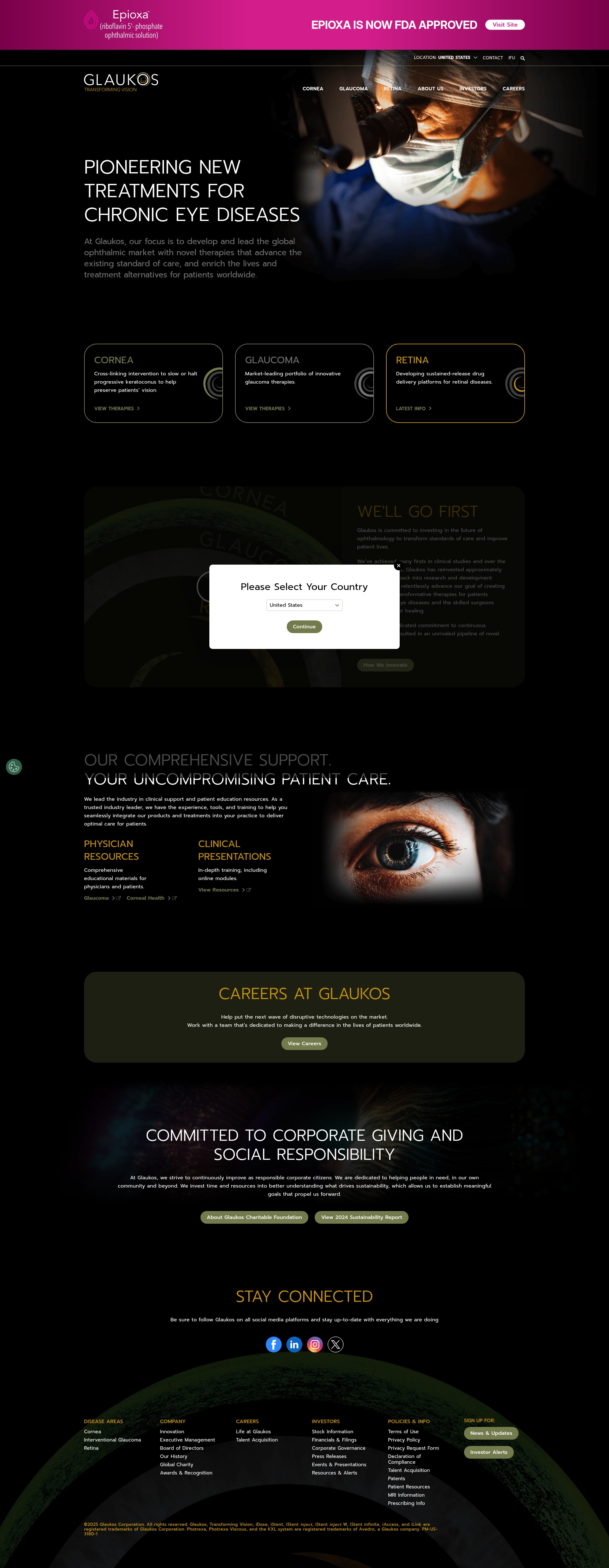 Screenshot of glaukos.com