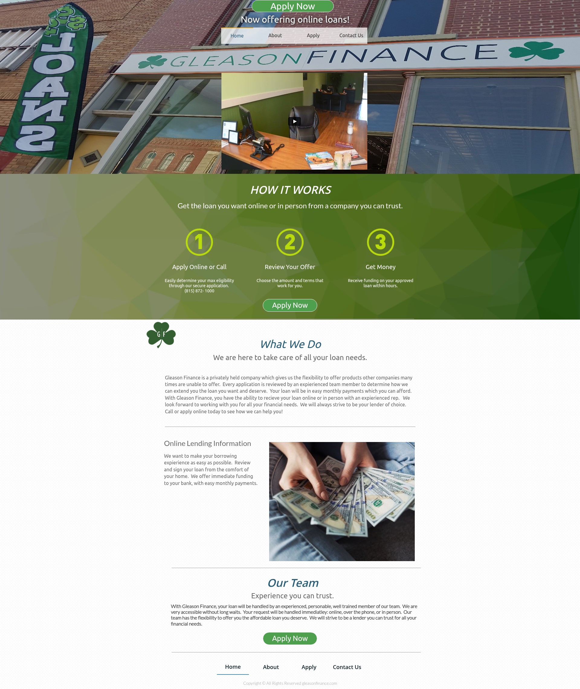 Screenshot of gleasonfinance.com