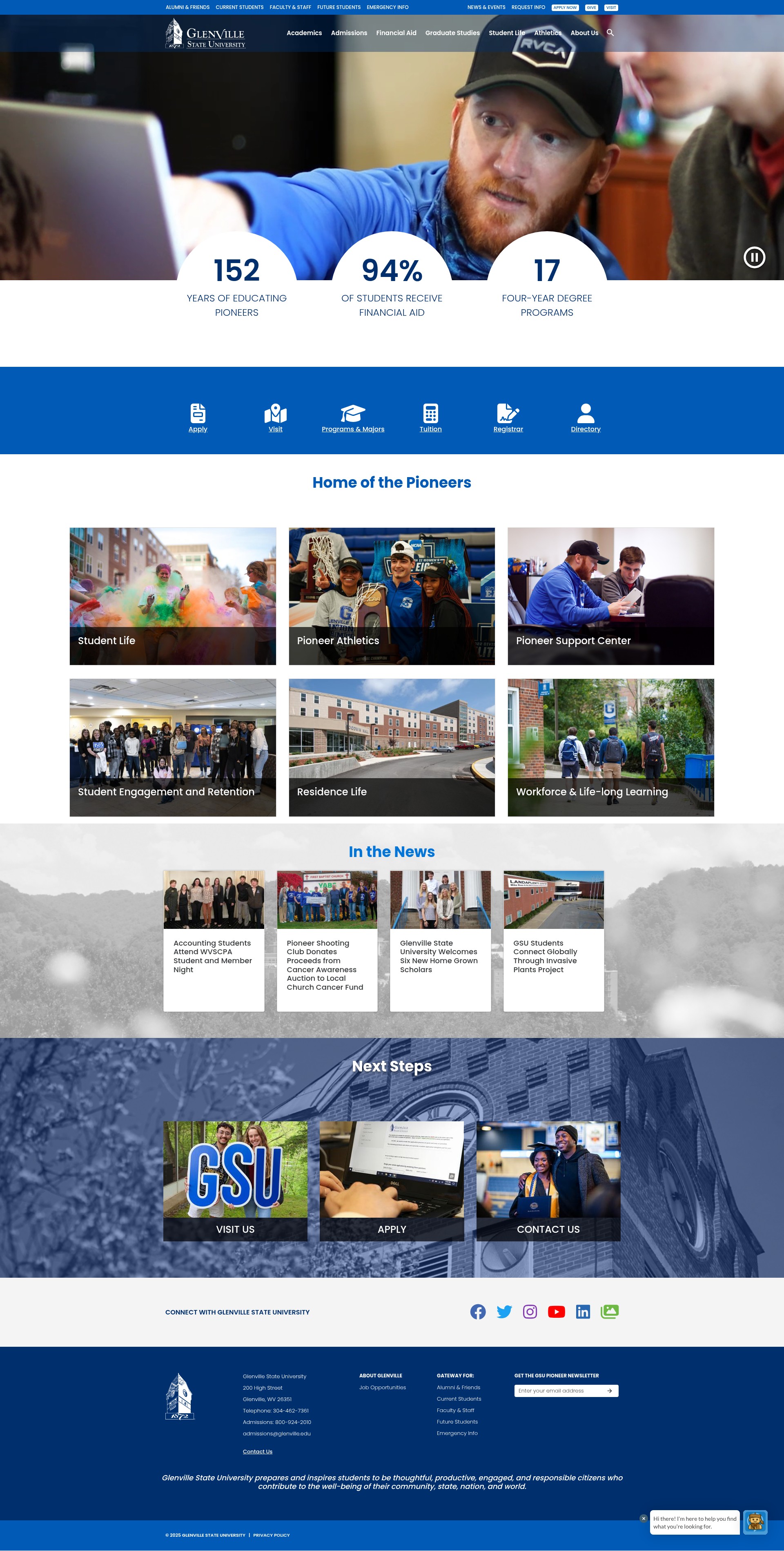 Screenshot of glenville.edu