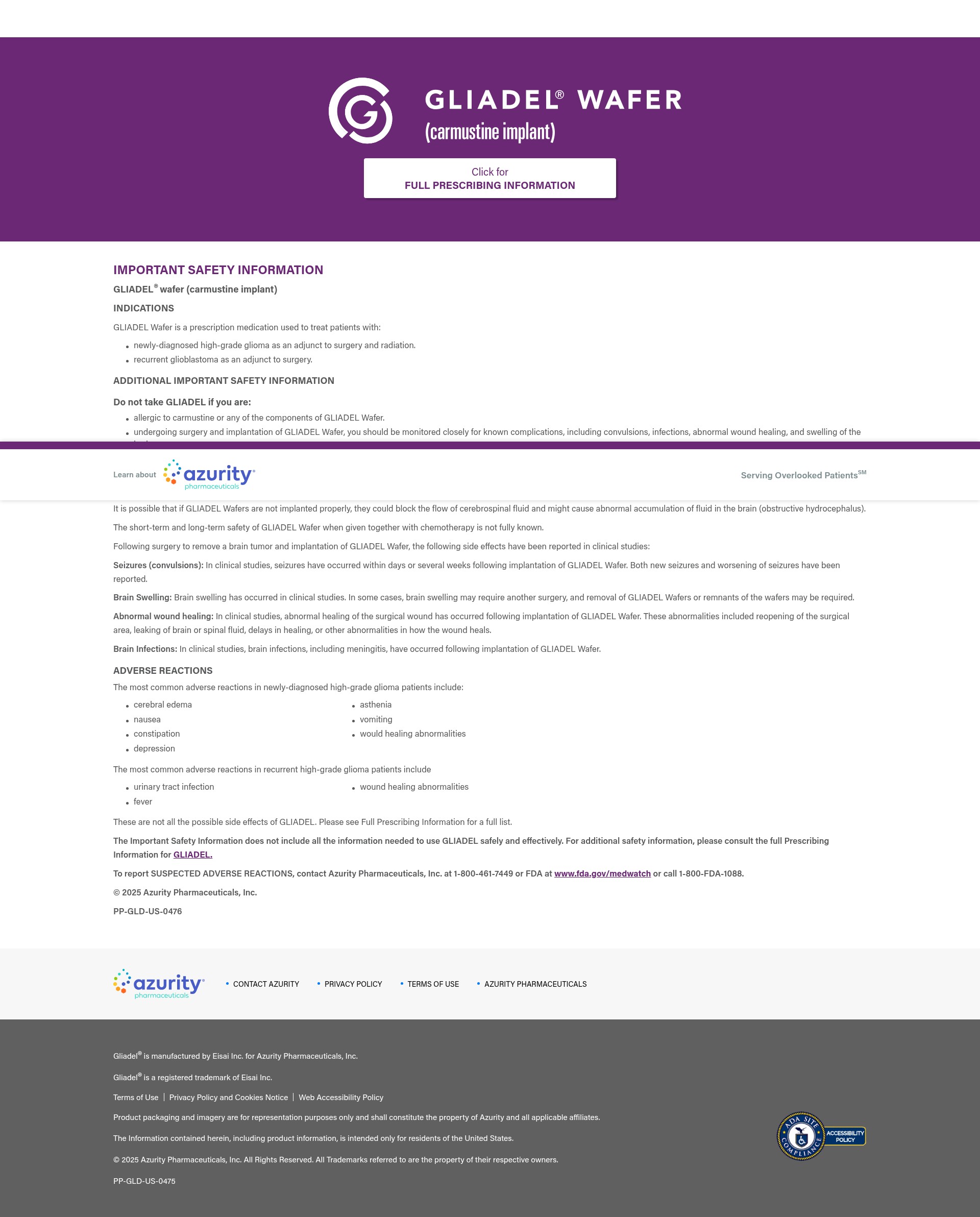 Screenshot of gliadel.com